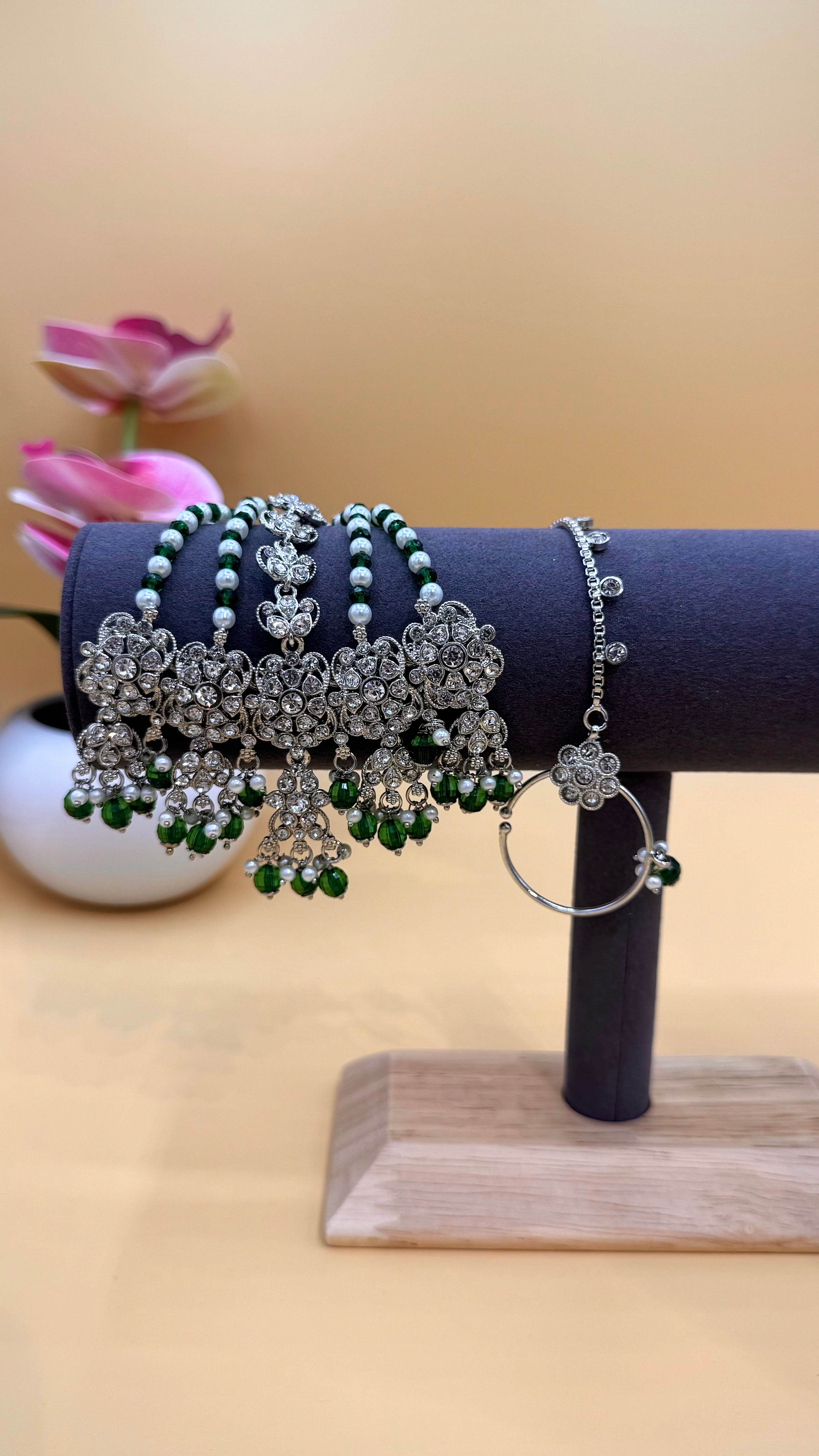 Emerald Sultana Bridal Necklace Set