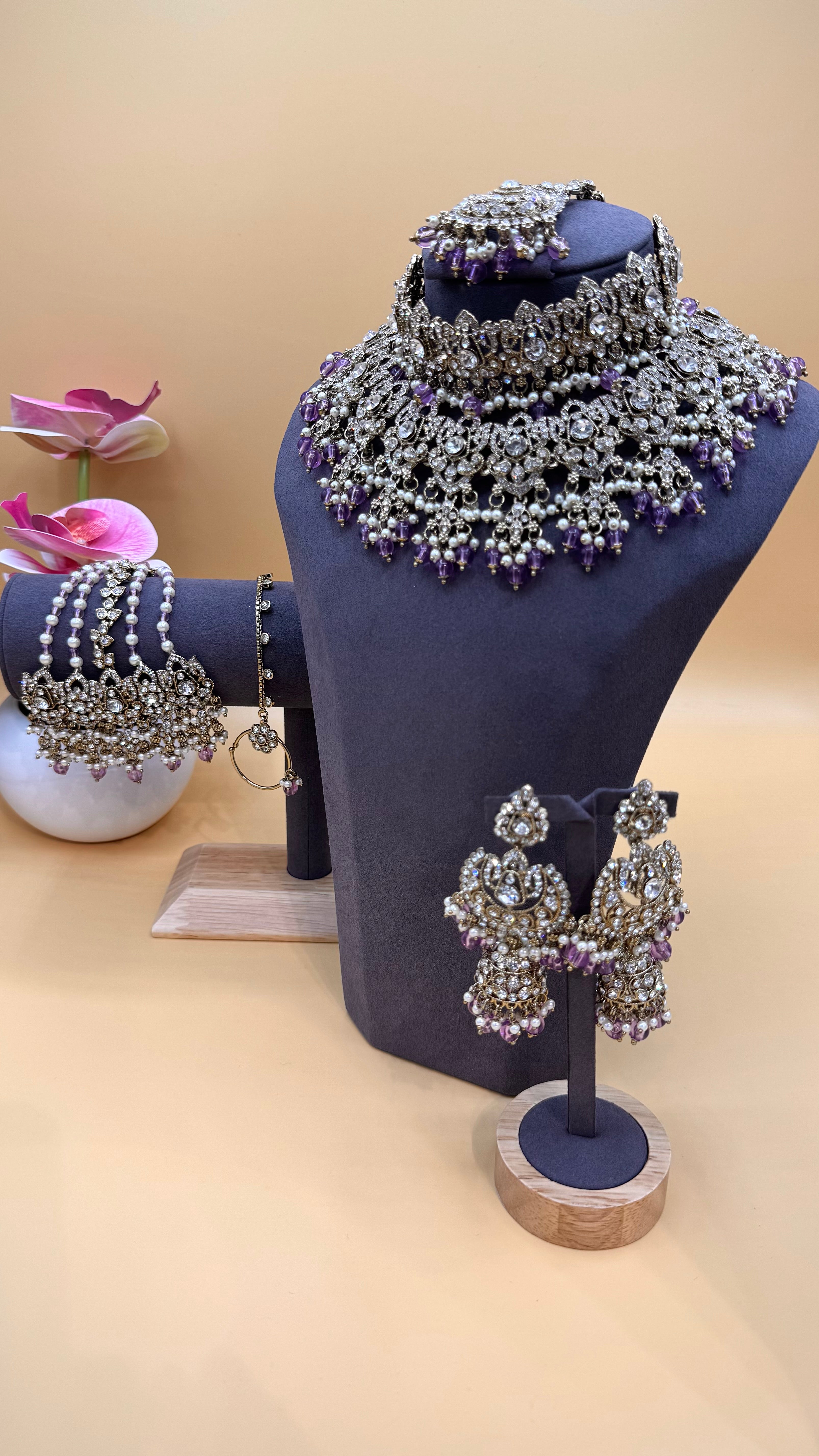 Lavender Meher bridal Necklace Set