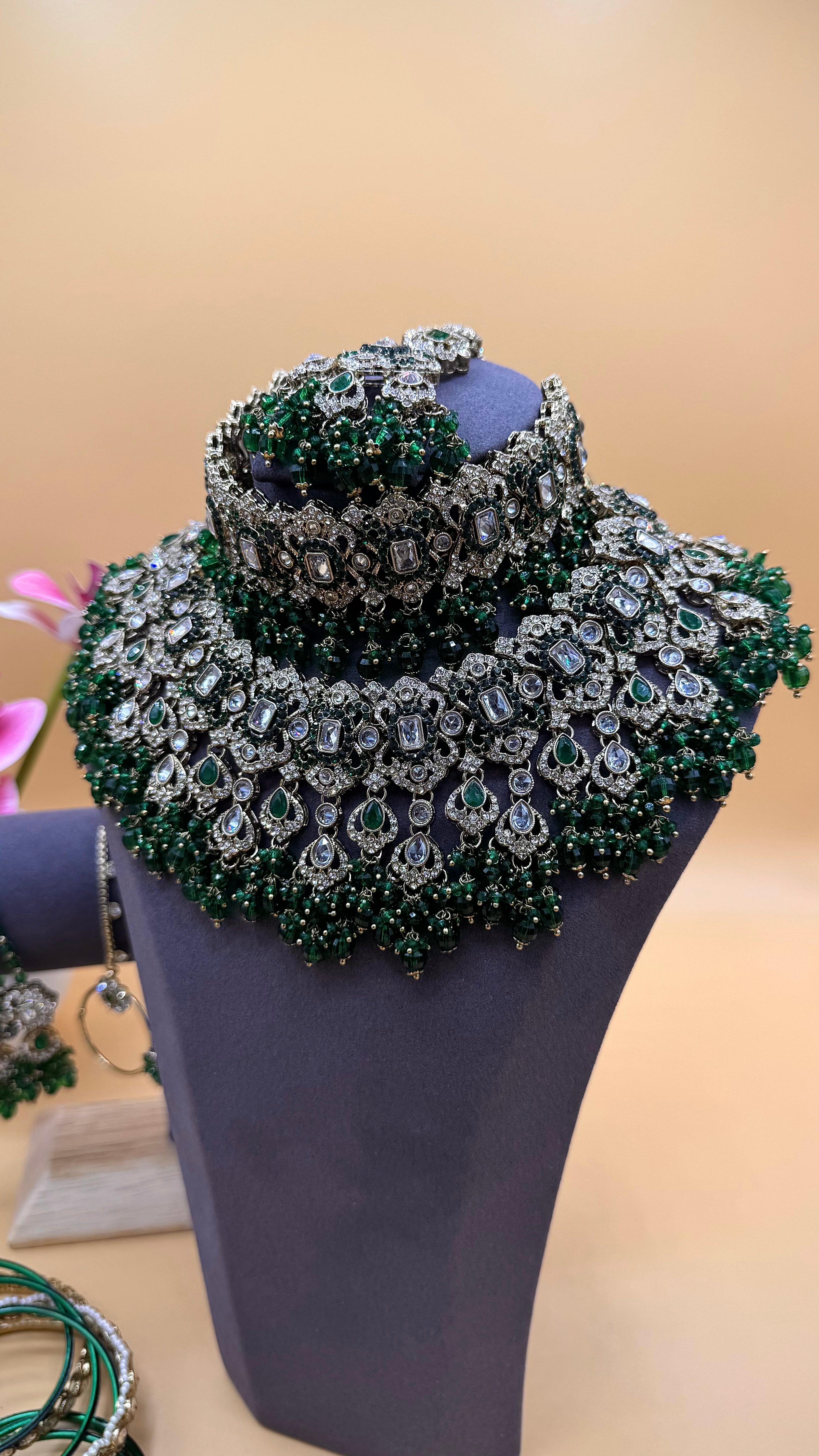 Emerald Noor Bridal CHOKER Set - green
