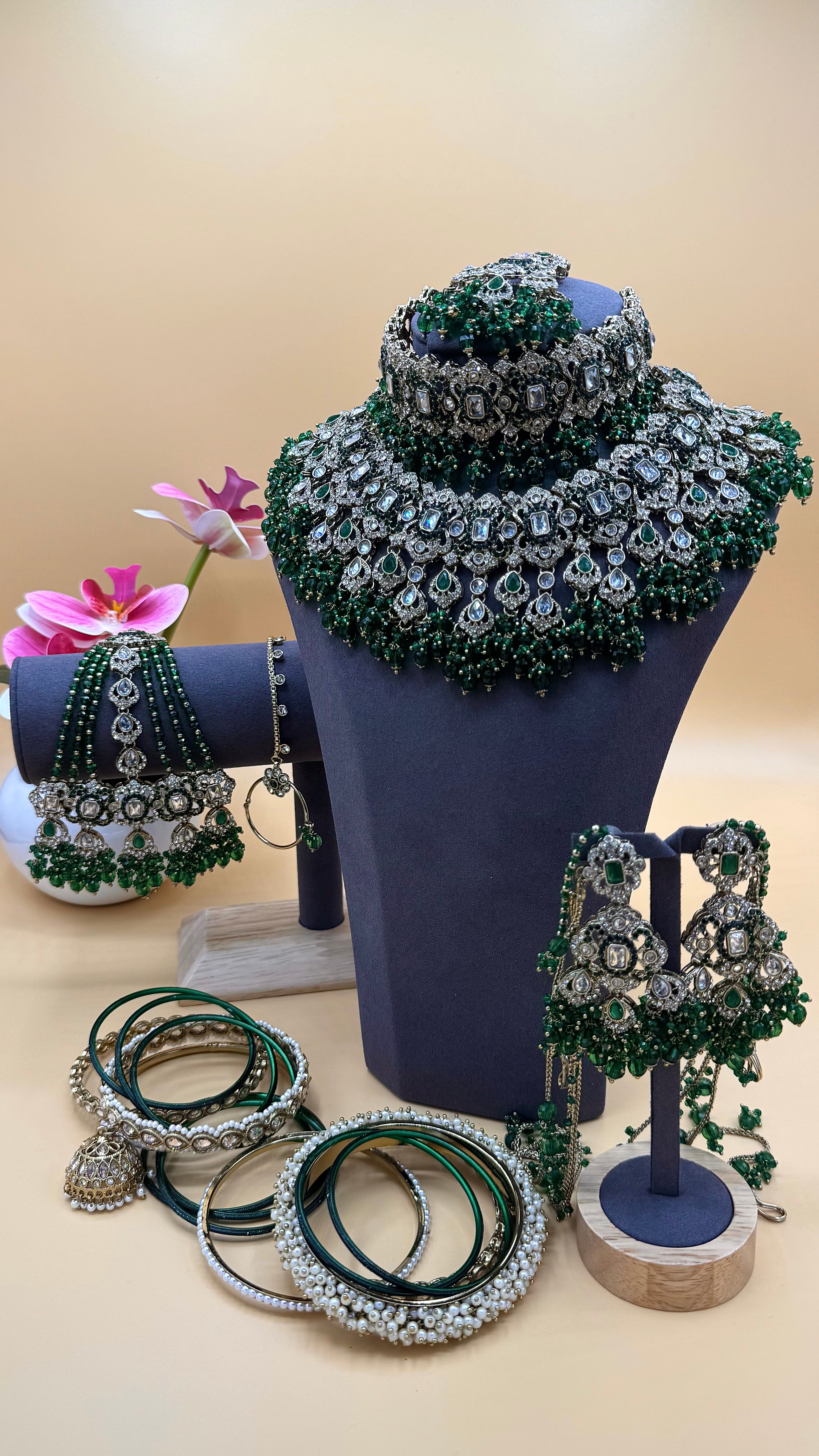 Emerald Noor Bridal CHOKER Set - green