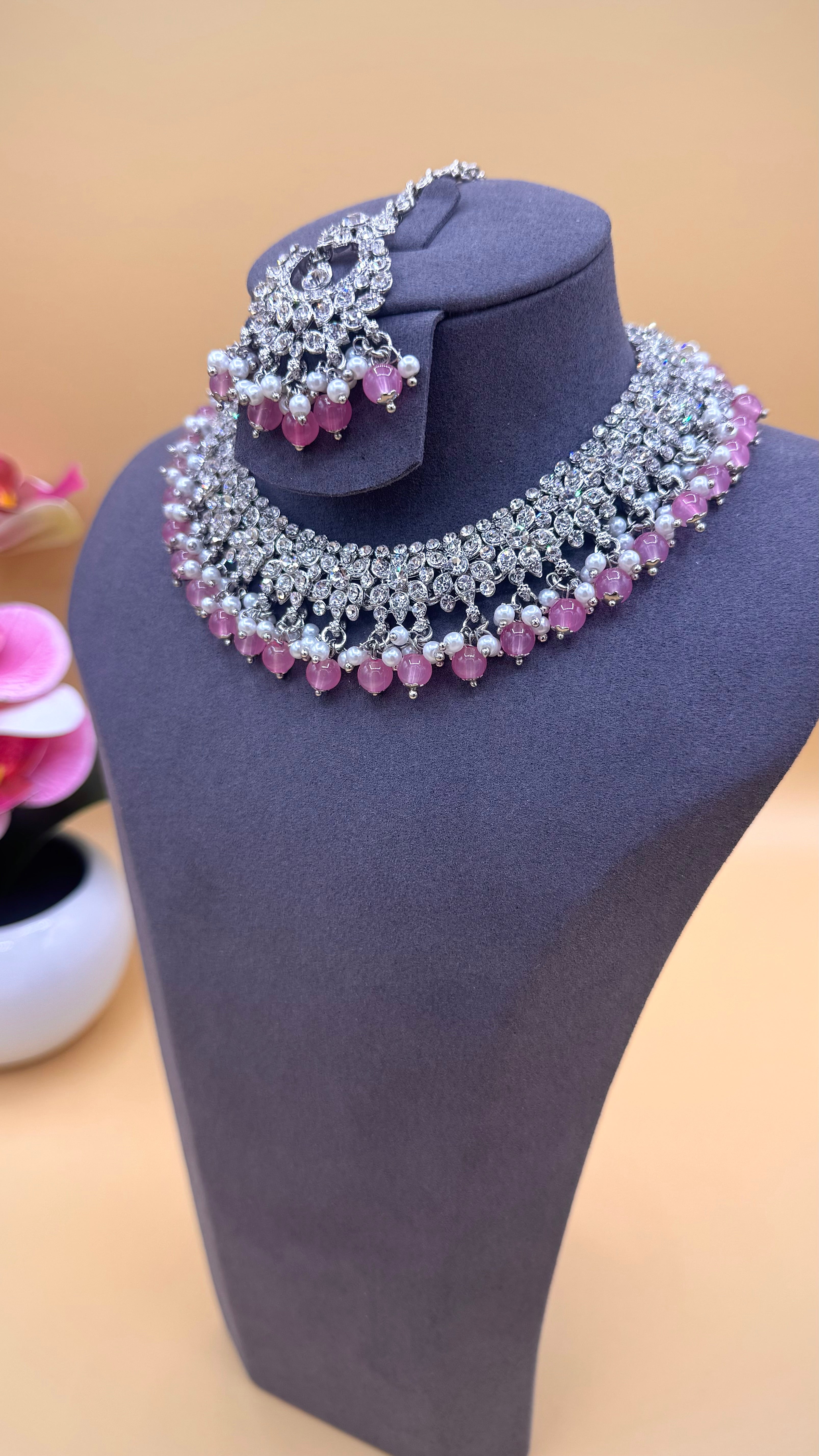 Pink Imperial Glow Necklace Set