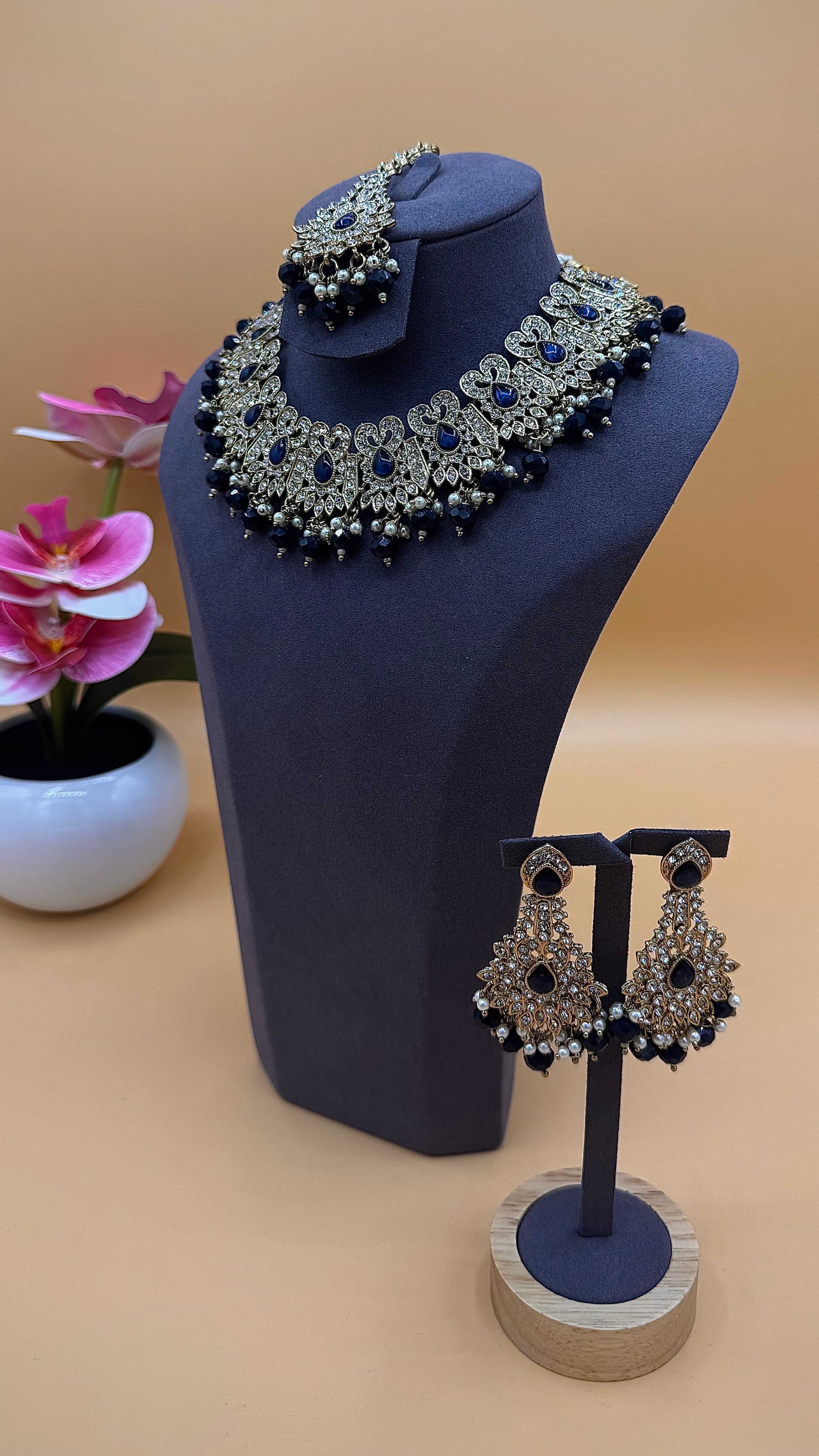 Meher Necklace Set – Midnight Blue