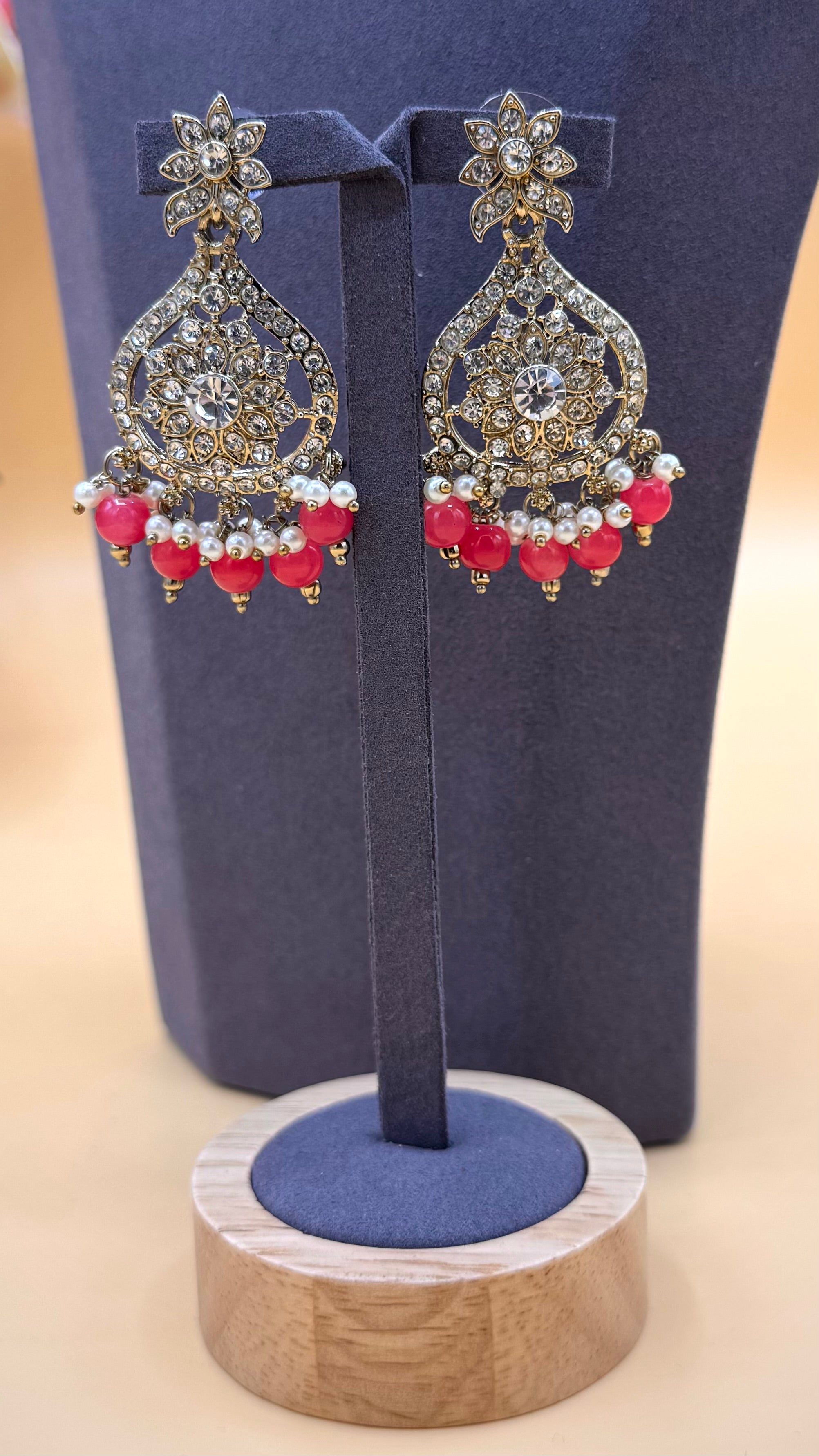 Pink Crystal Bloom Necklace Set