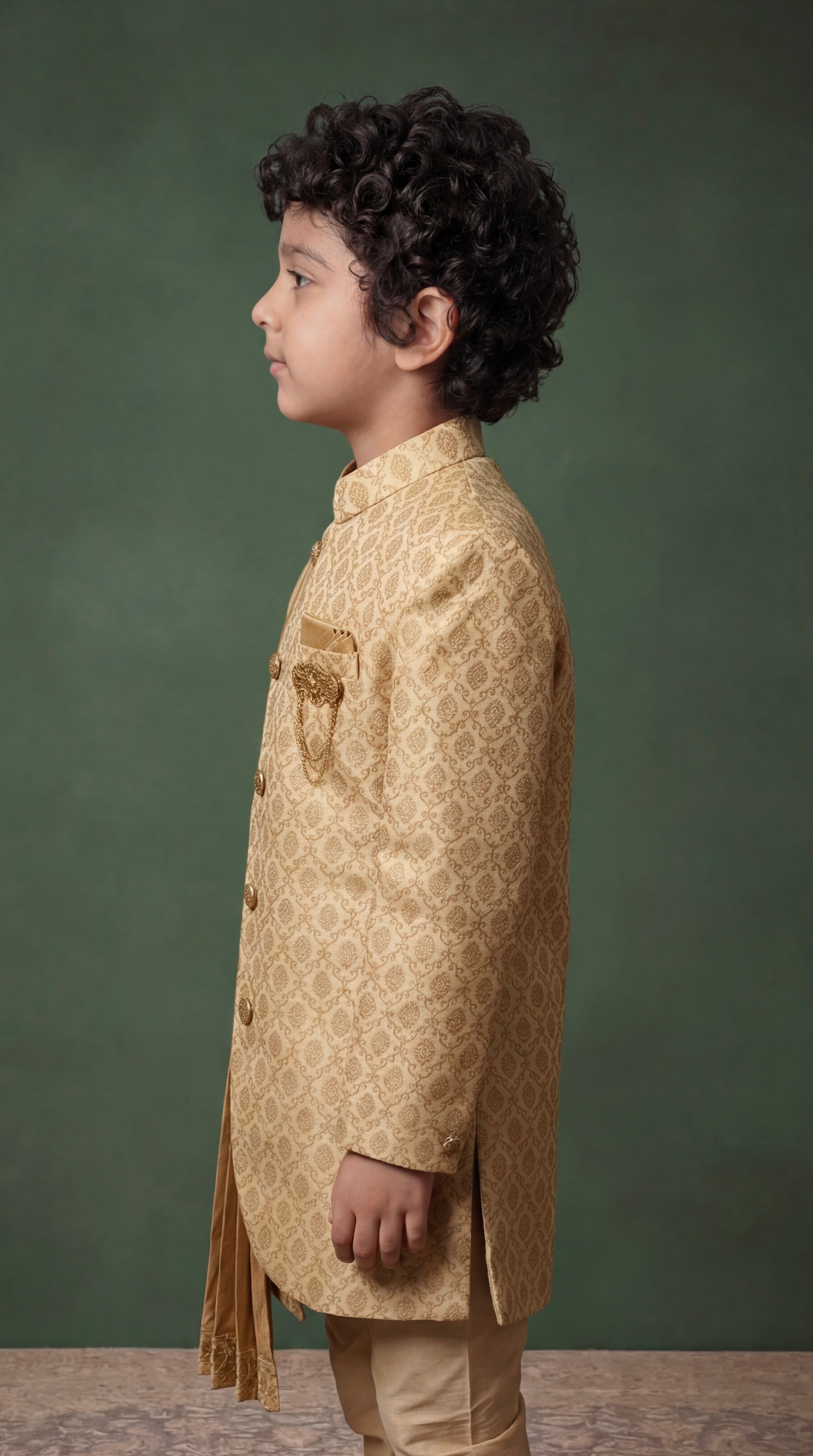 Golden Prince Sherwani Set for boys
