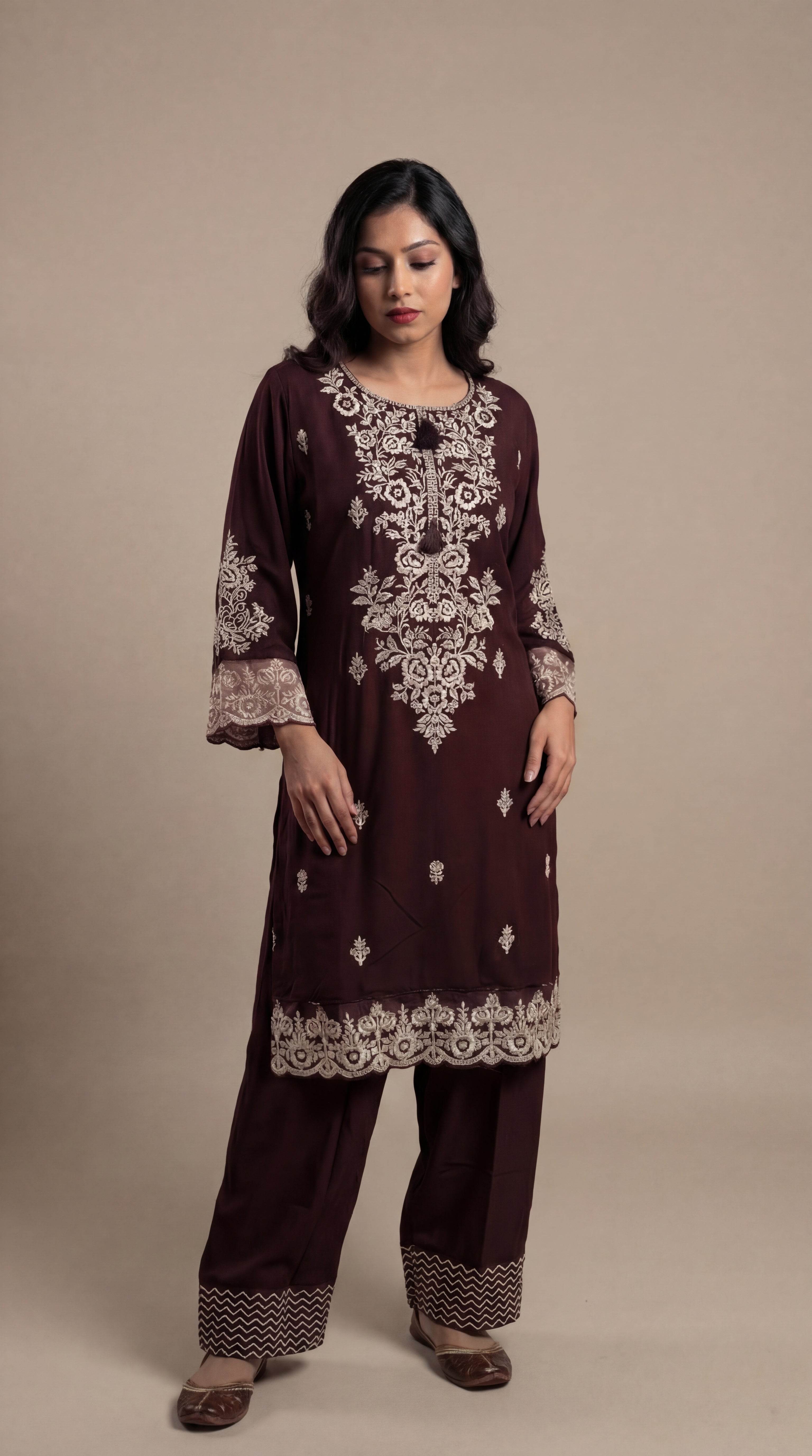 Mehroon Straight Suit