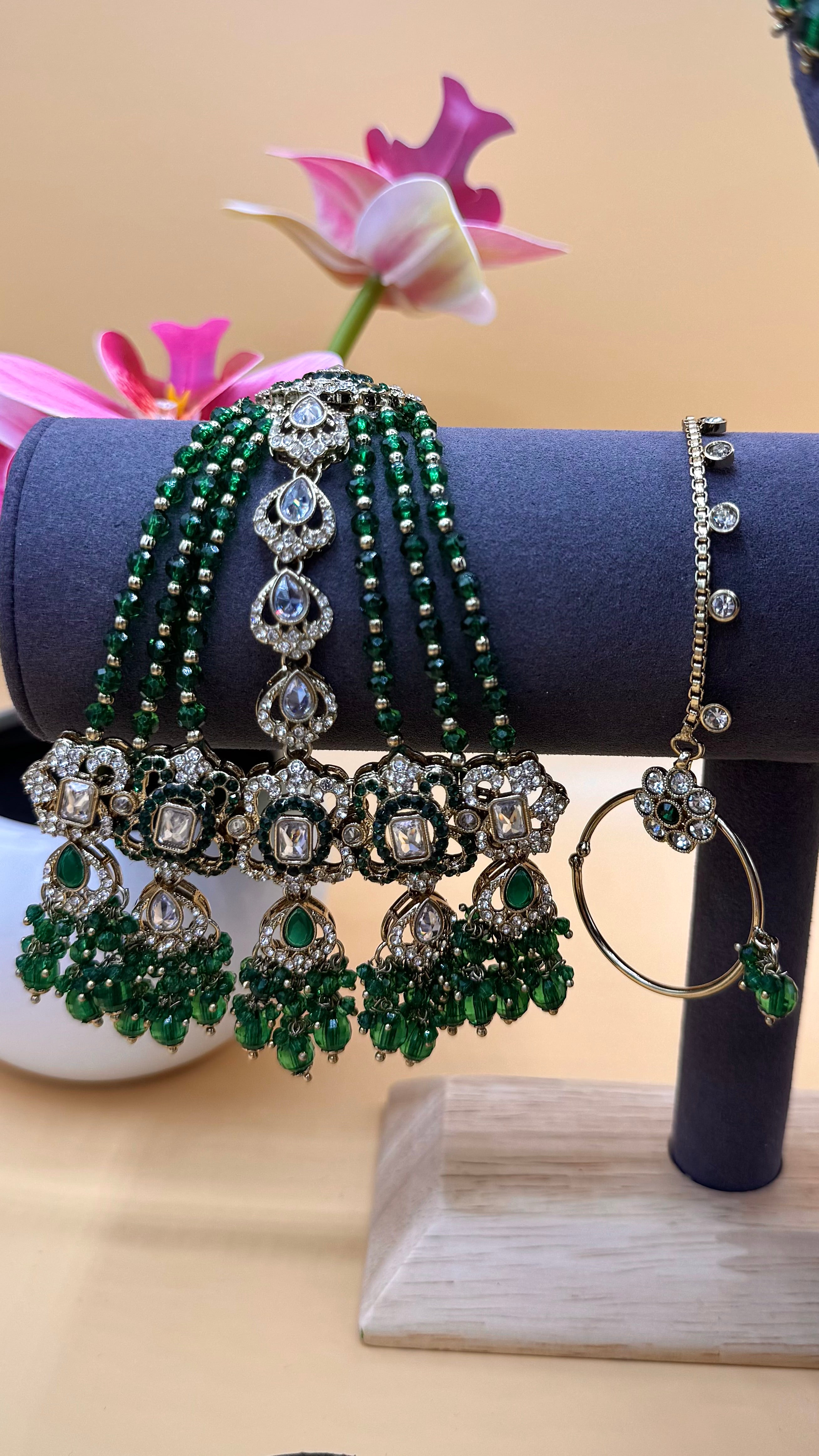 Emerald Noor Bridal CHOKER Set - green