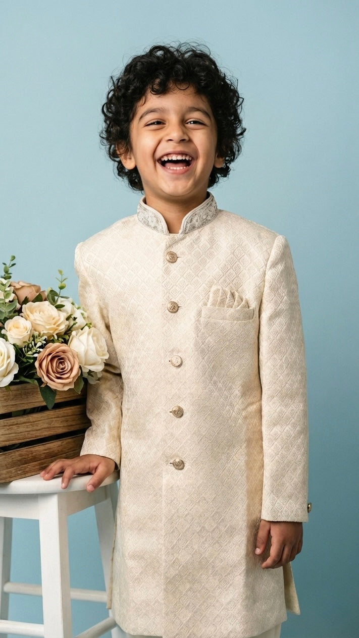 Majestic Gold Sherwani Set voor Jongens