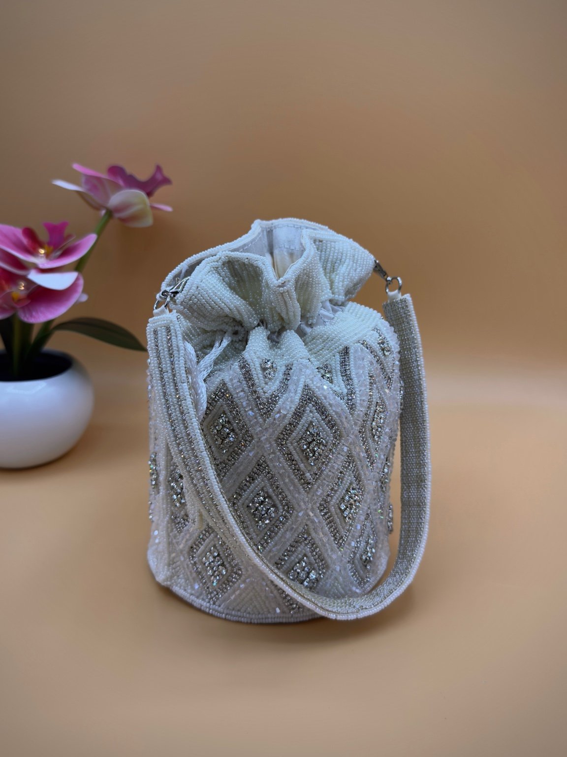 Diamanten & kralen potli tas