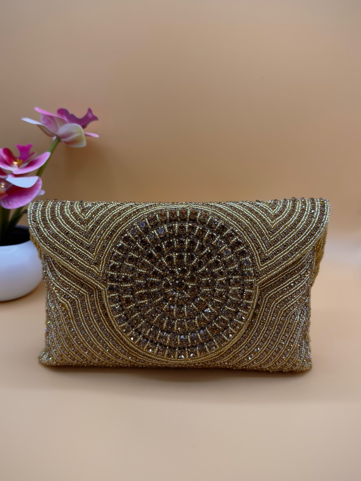 Tas met bloemen- en spiegelpailletten