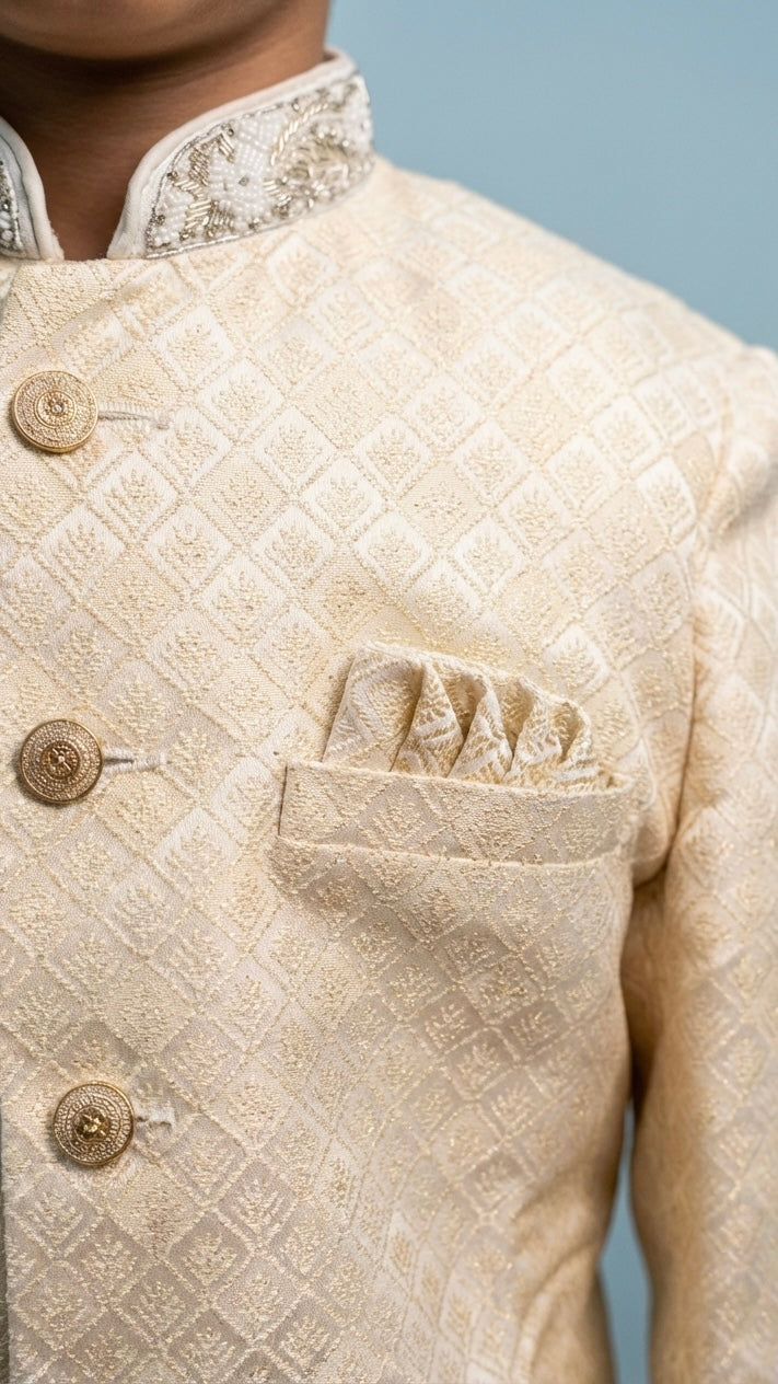 Majestic Gold Sherwani Set voor Jongens