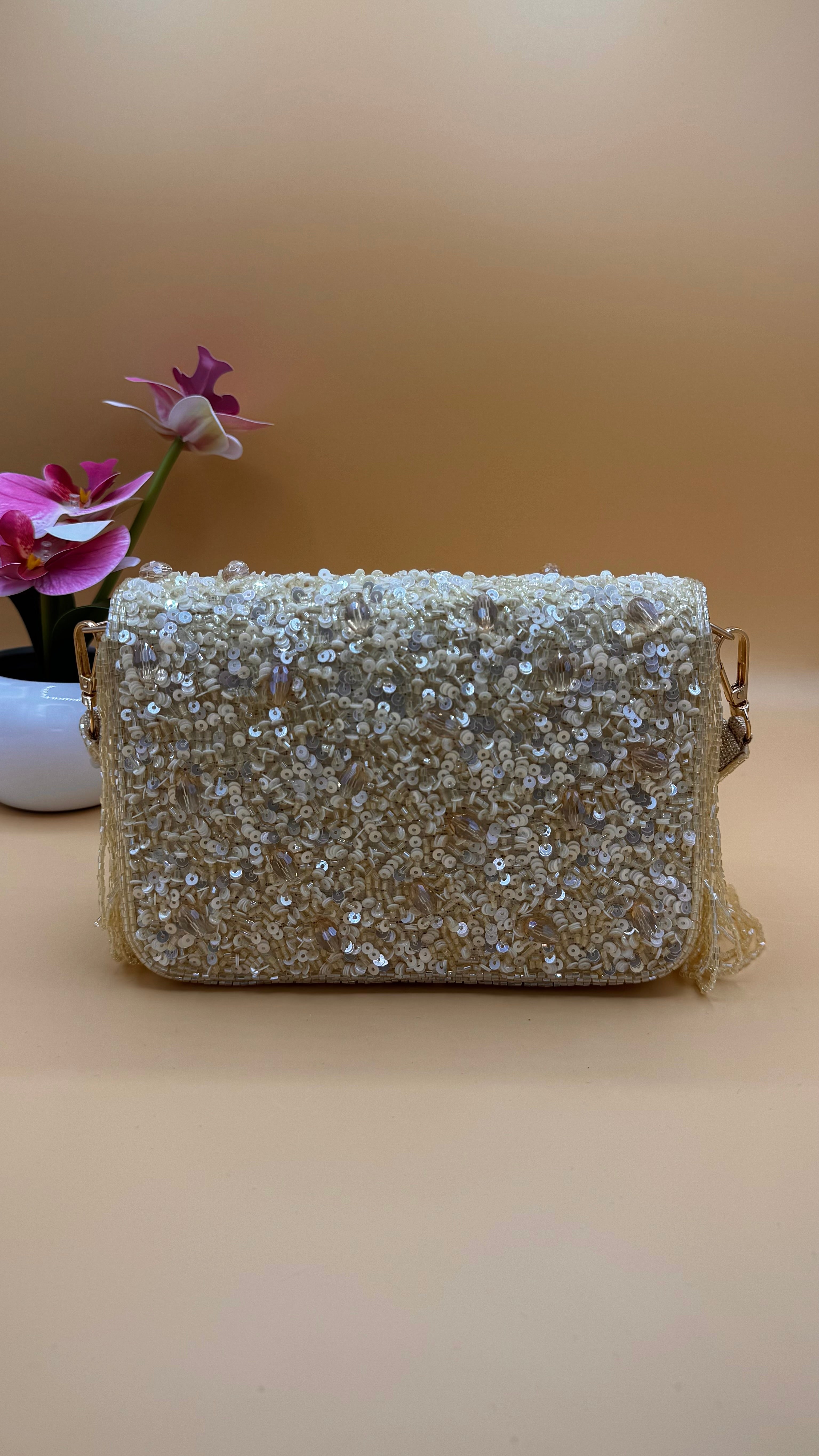 Champagne Fringe Clutch