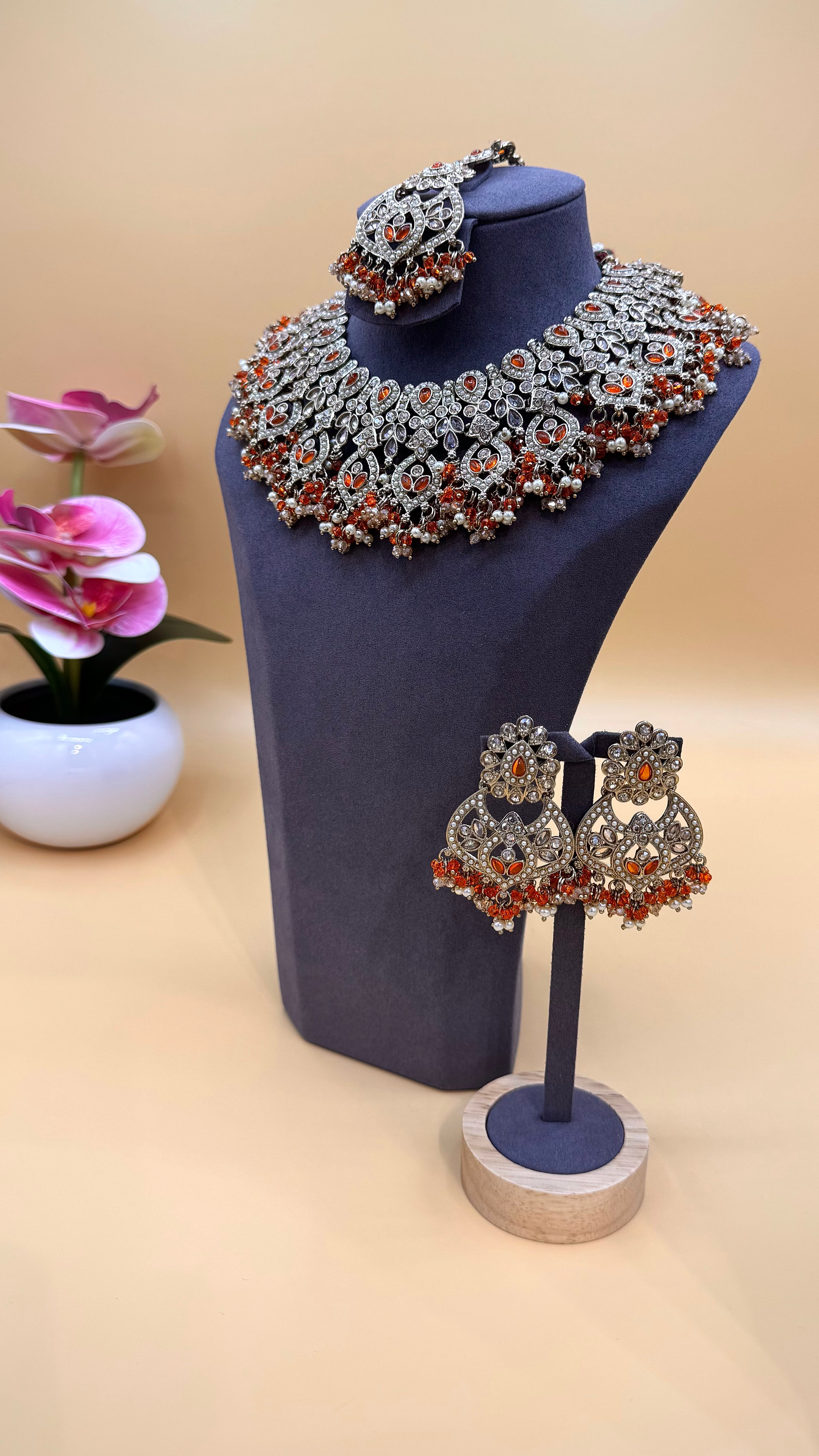 Rust Orange Royal Necklace Set