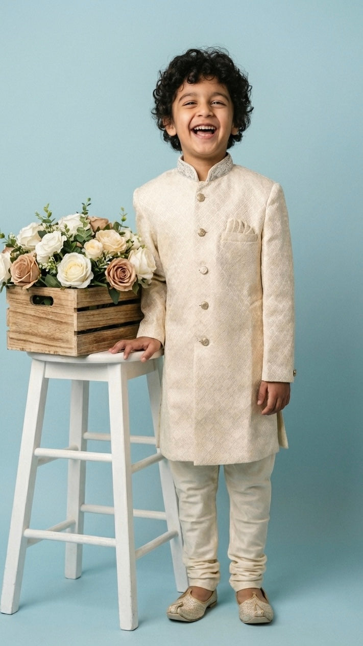 Majestic Gold Sherwani Set voor Jongens