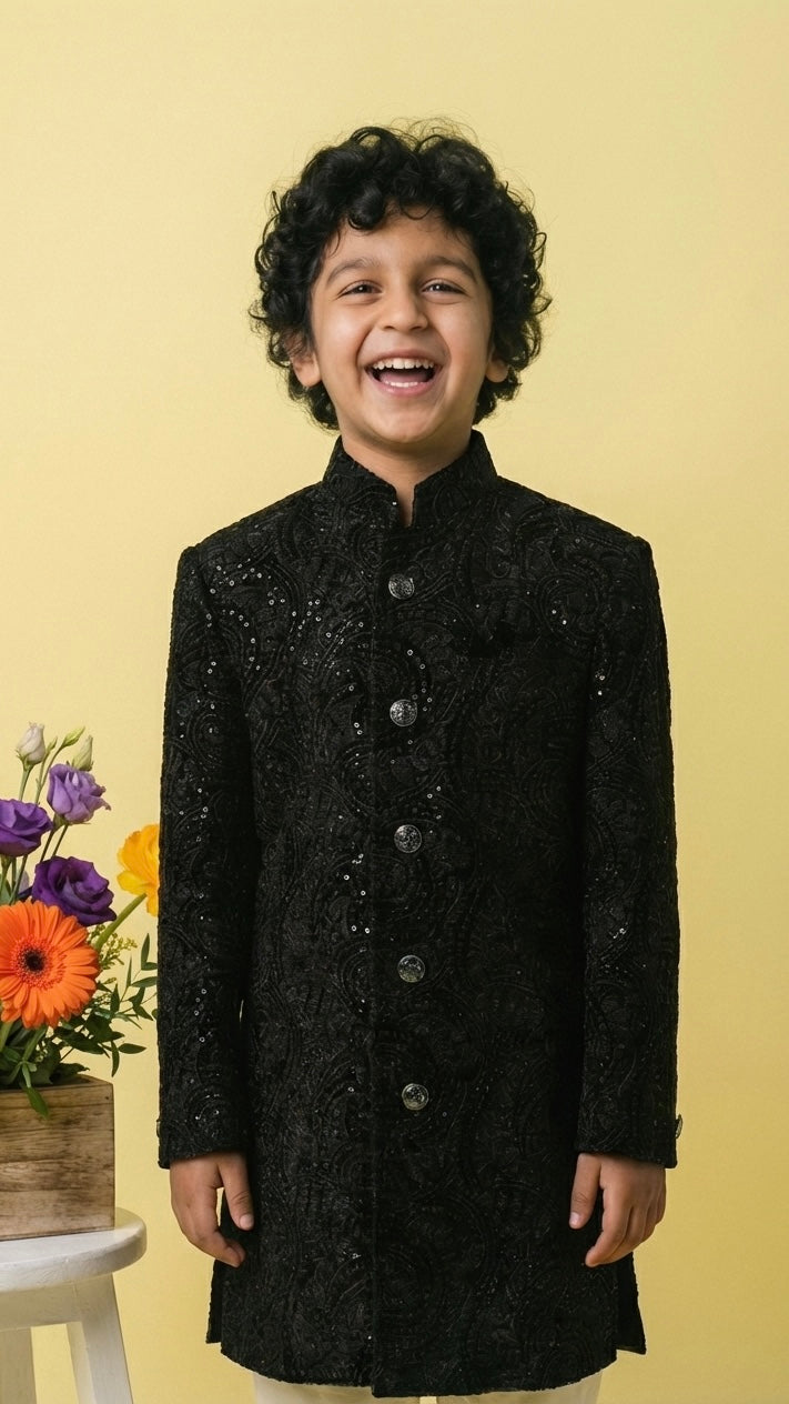 Noir Sherwani Set voor jongens