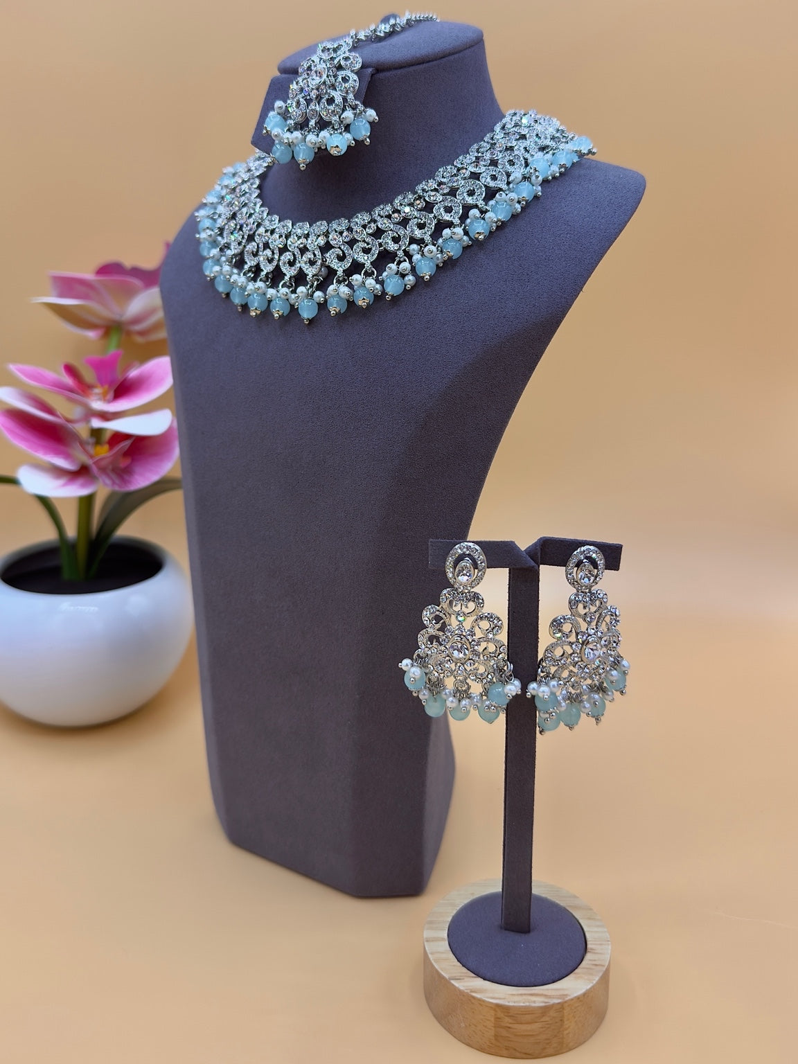 Aqua kettingset – blauw