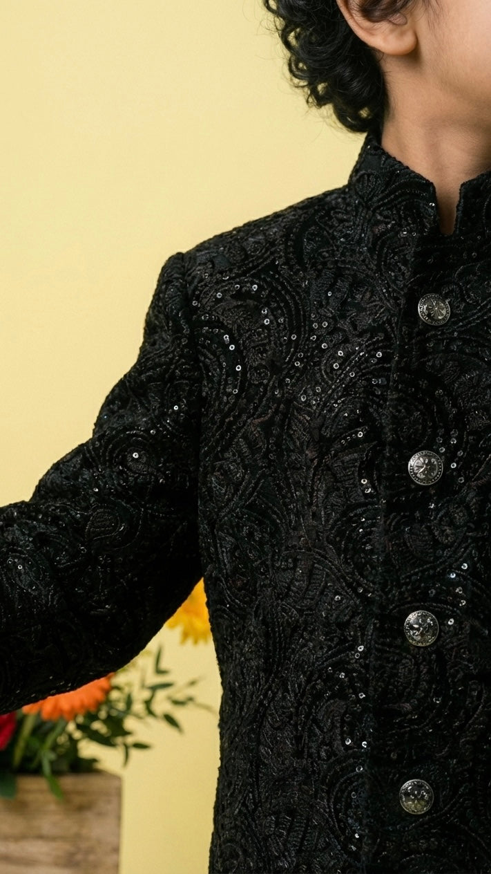 Noir Sherwani Set voor jongens