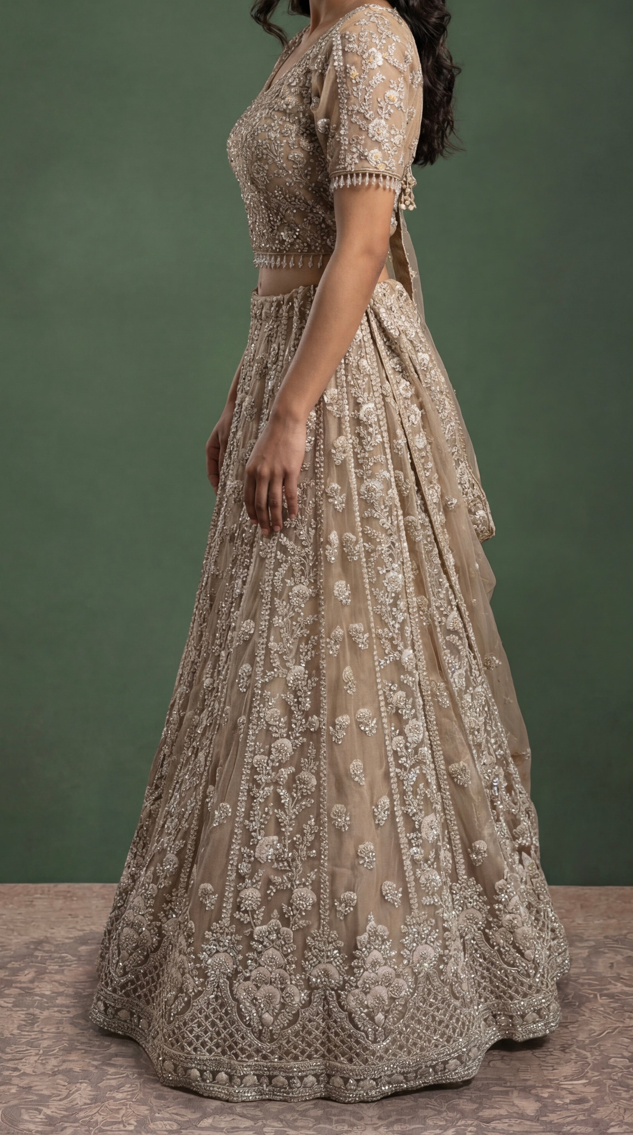 Champagne Bloom Lehenga Set