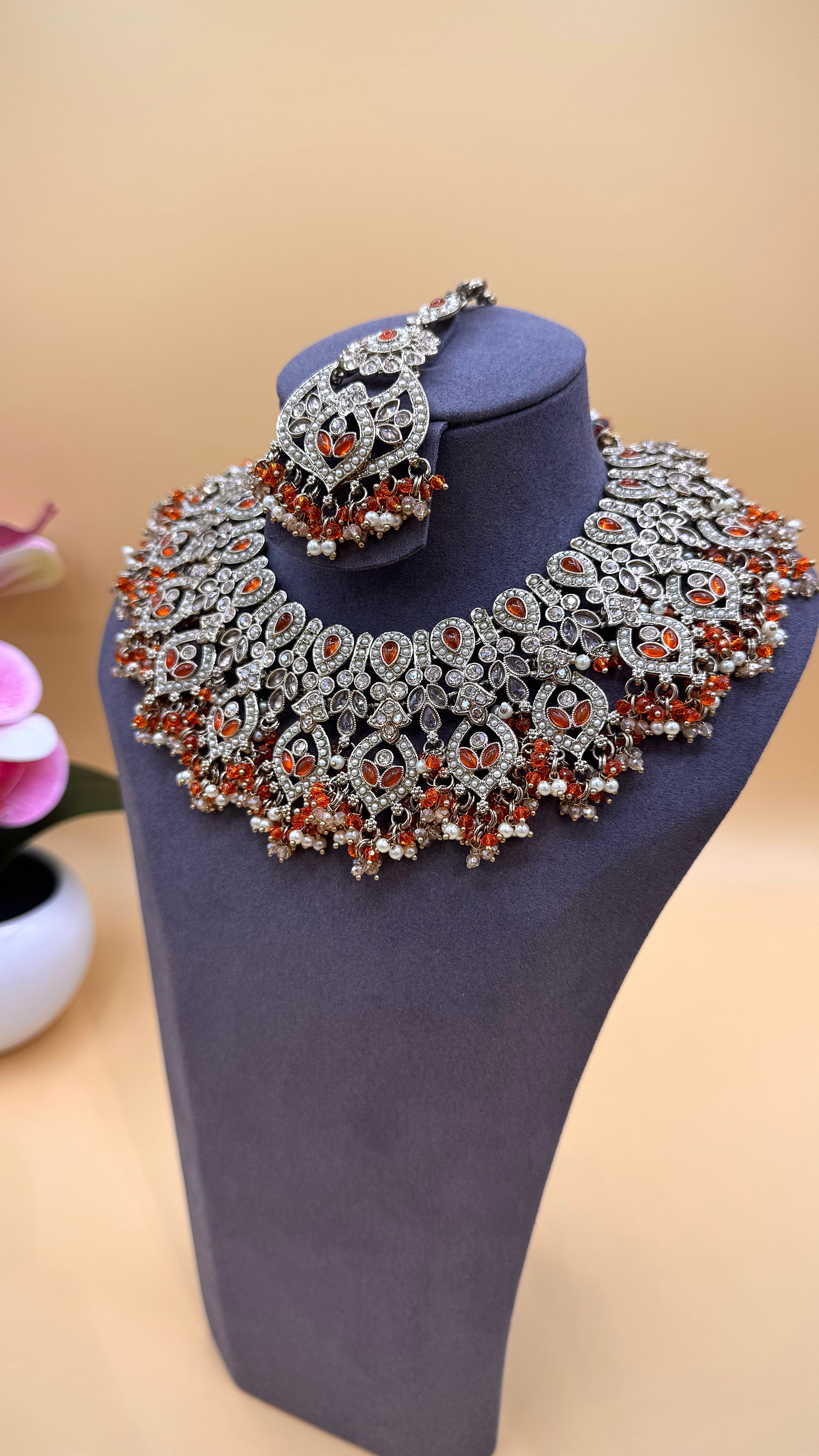 Rust Orange Royal Necklace Set