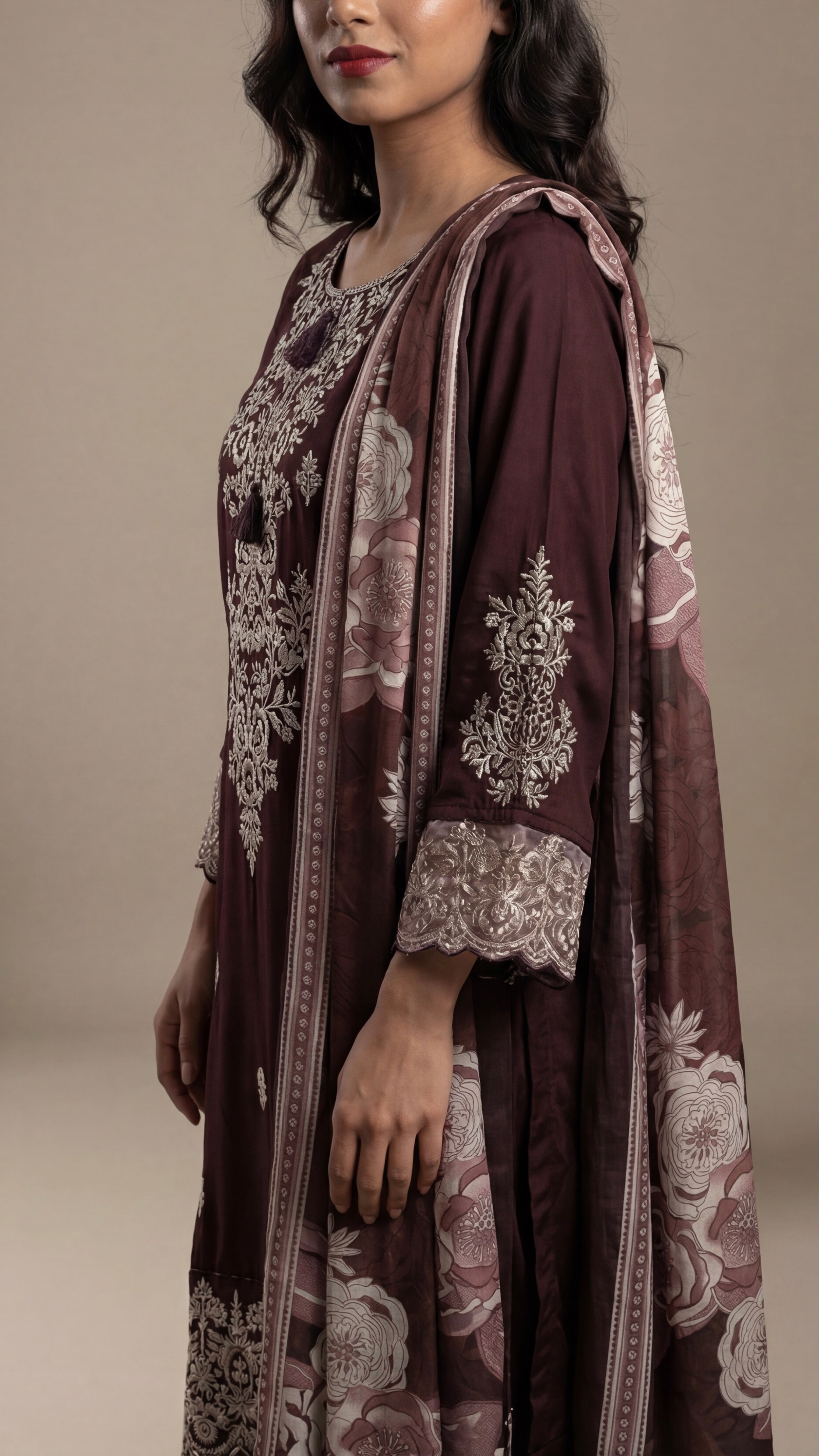 Mehroon Straight Suit