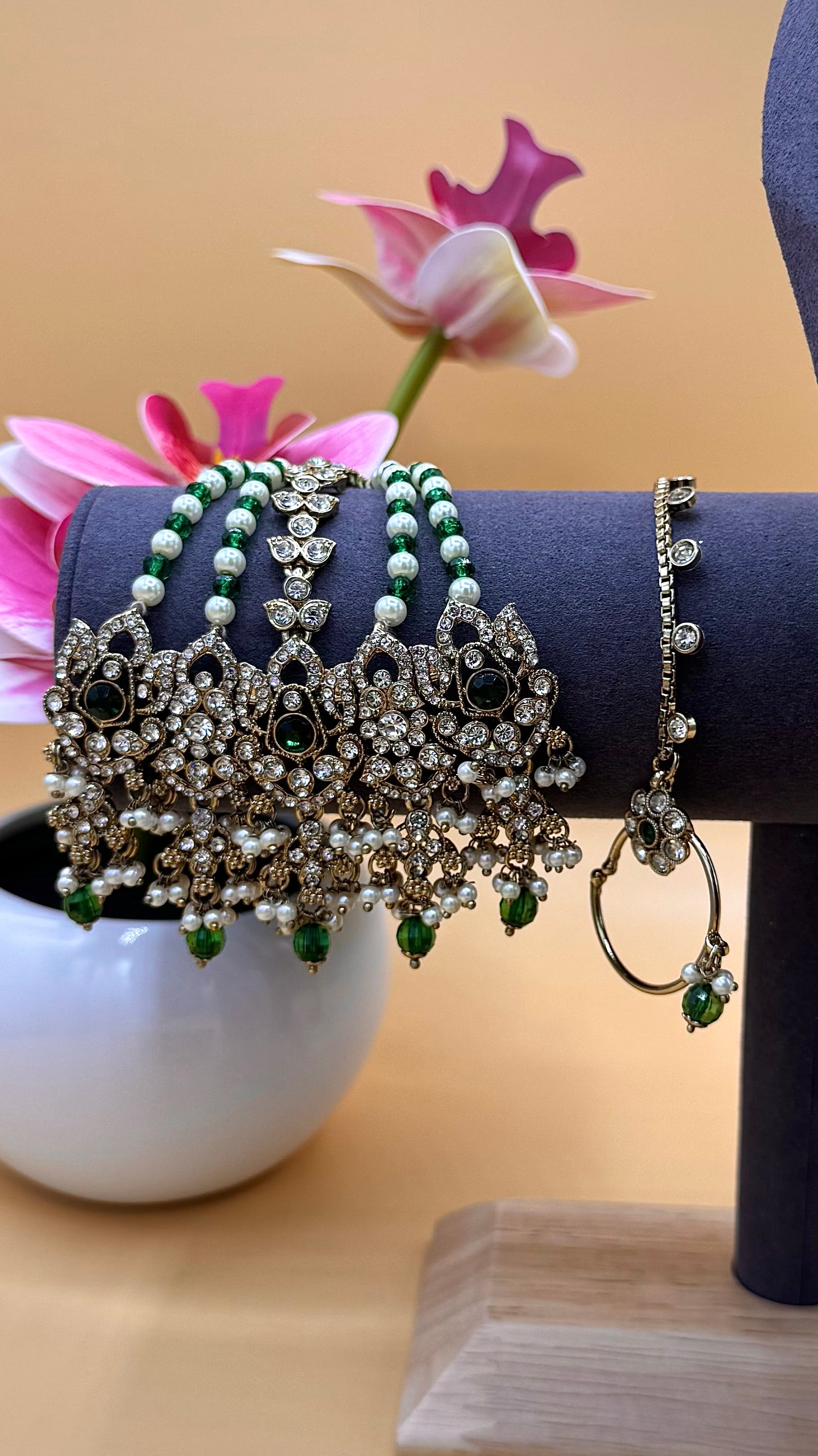 Zarina Royal Bridal Choker Set - Green