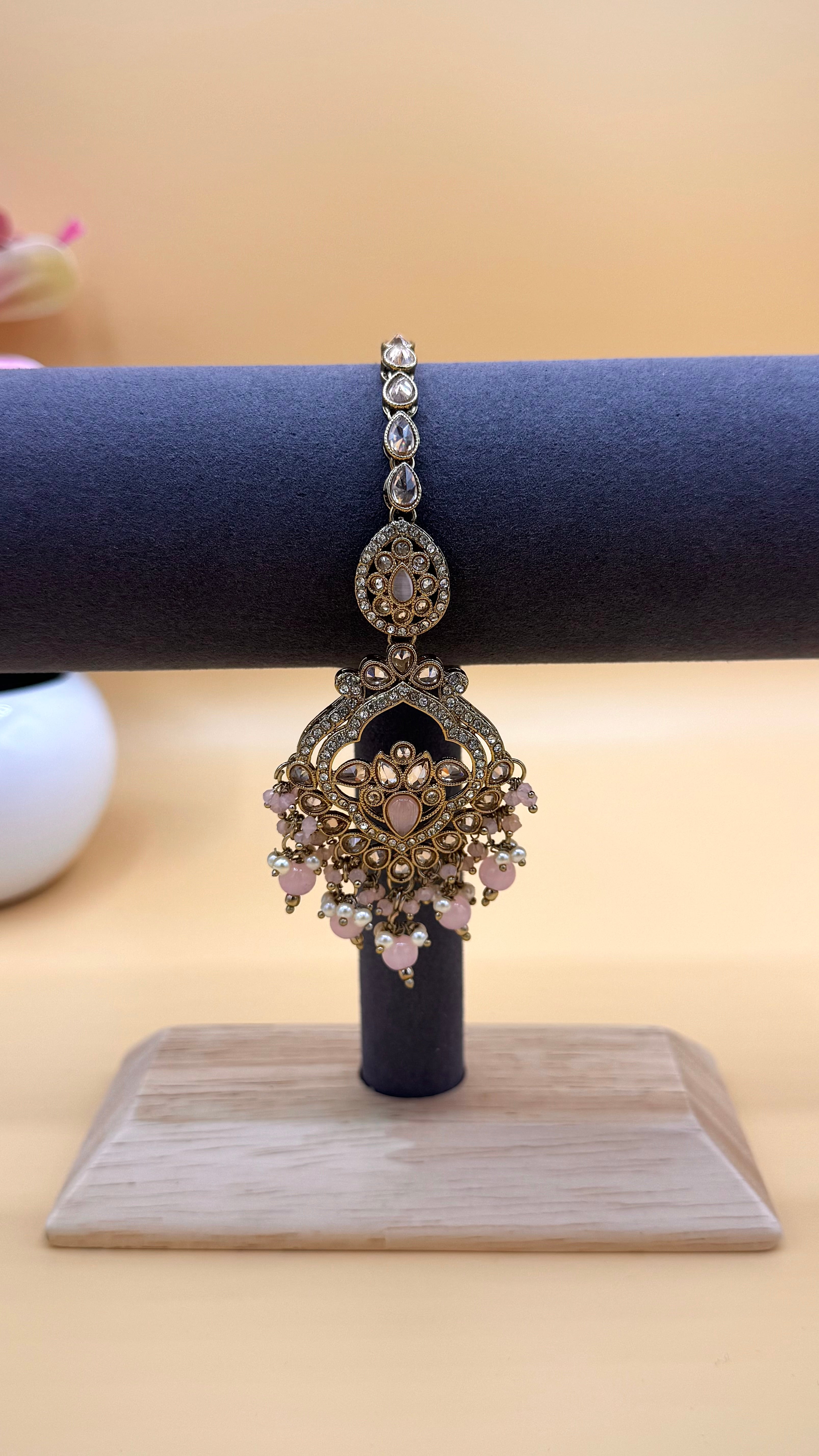 Blush Pearl Drop Earrings & Bindi Set