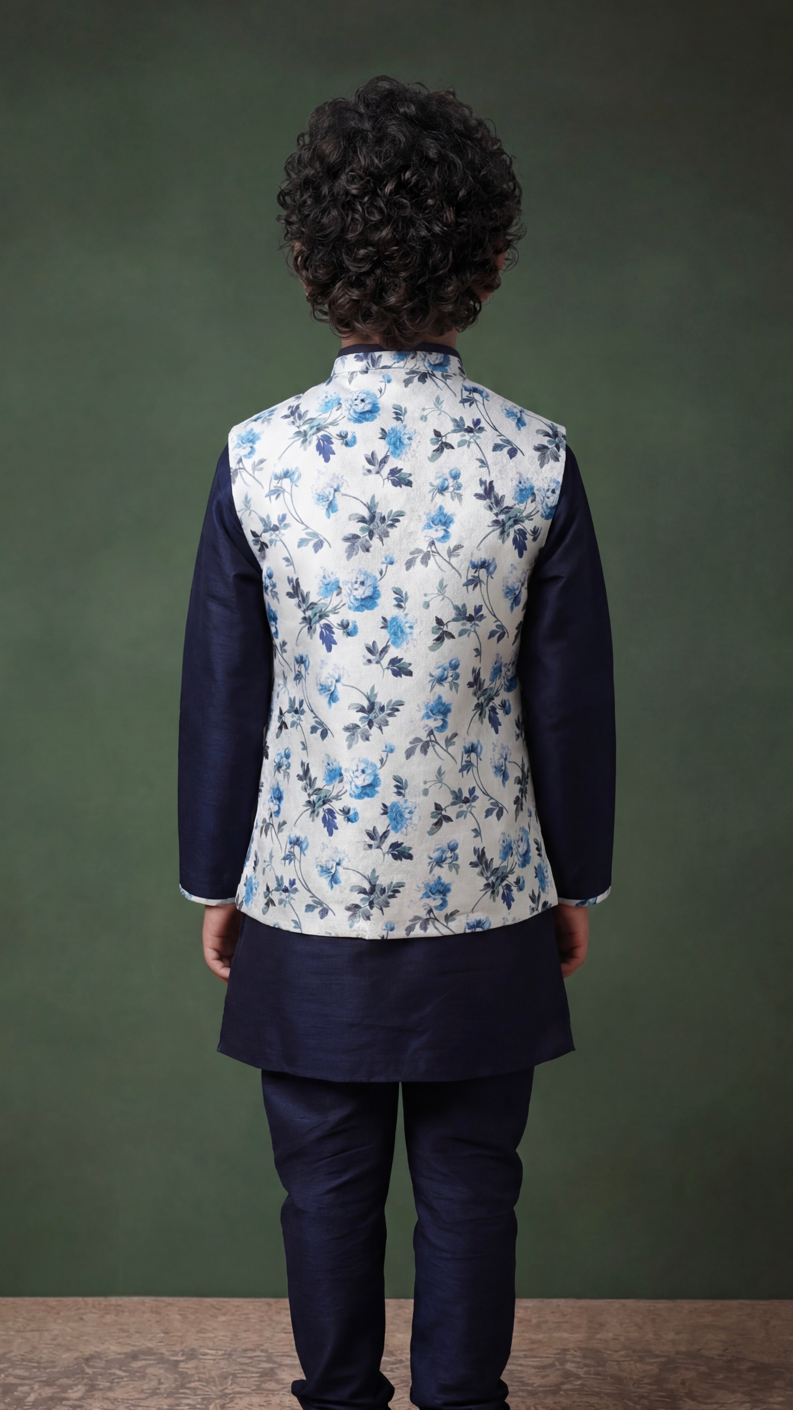 Classic Navy Bloom Kurta Set