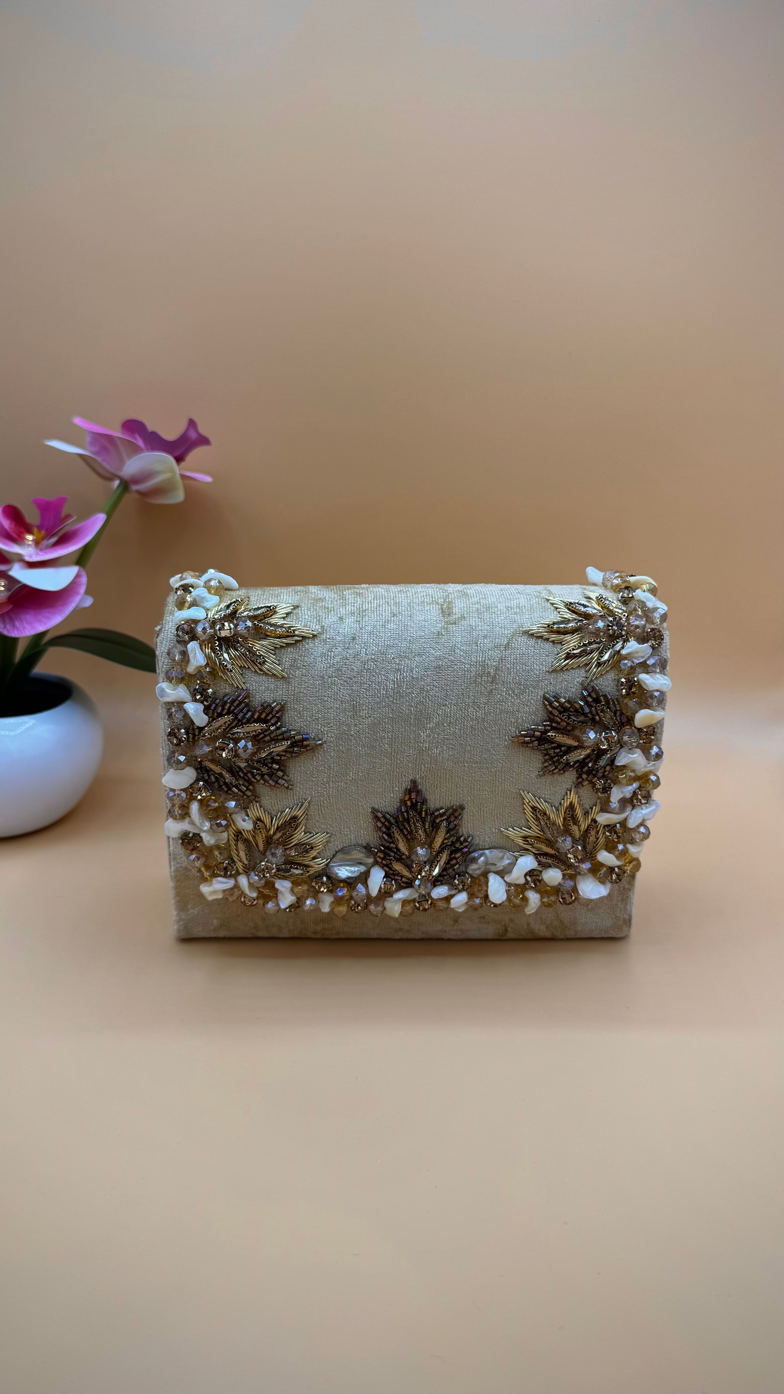 Leaf & Beaded Embroidery Bag