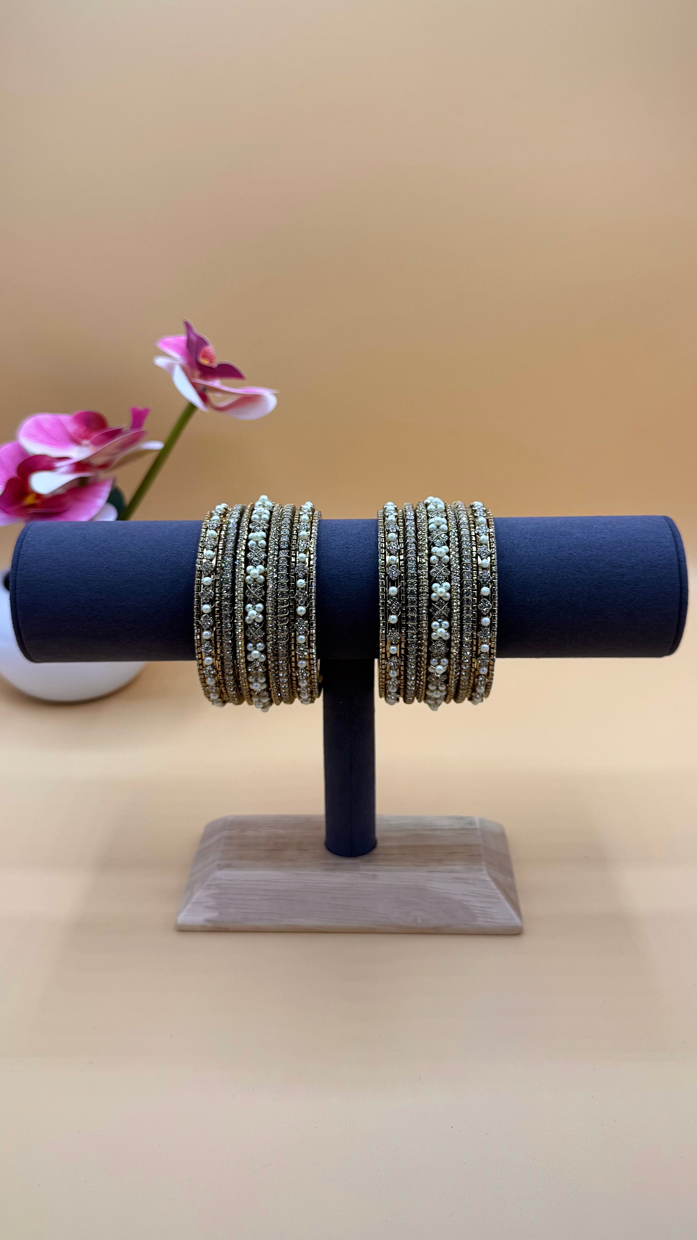 Pearl Grace Bangles – Gold