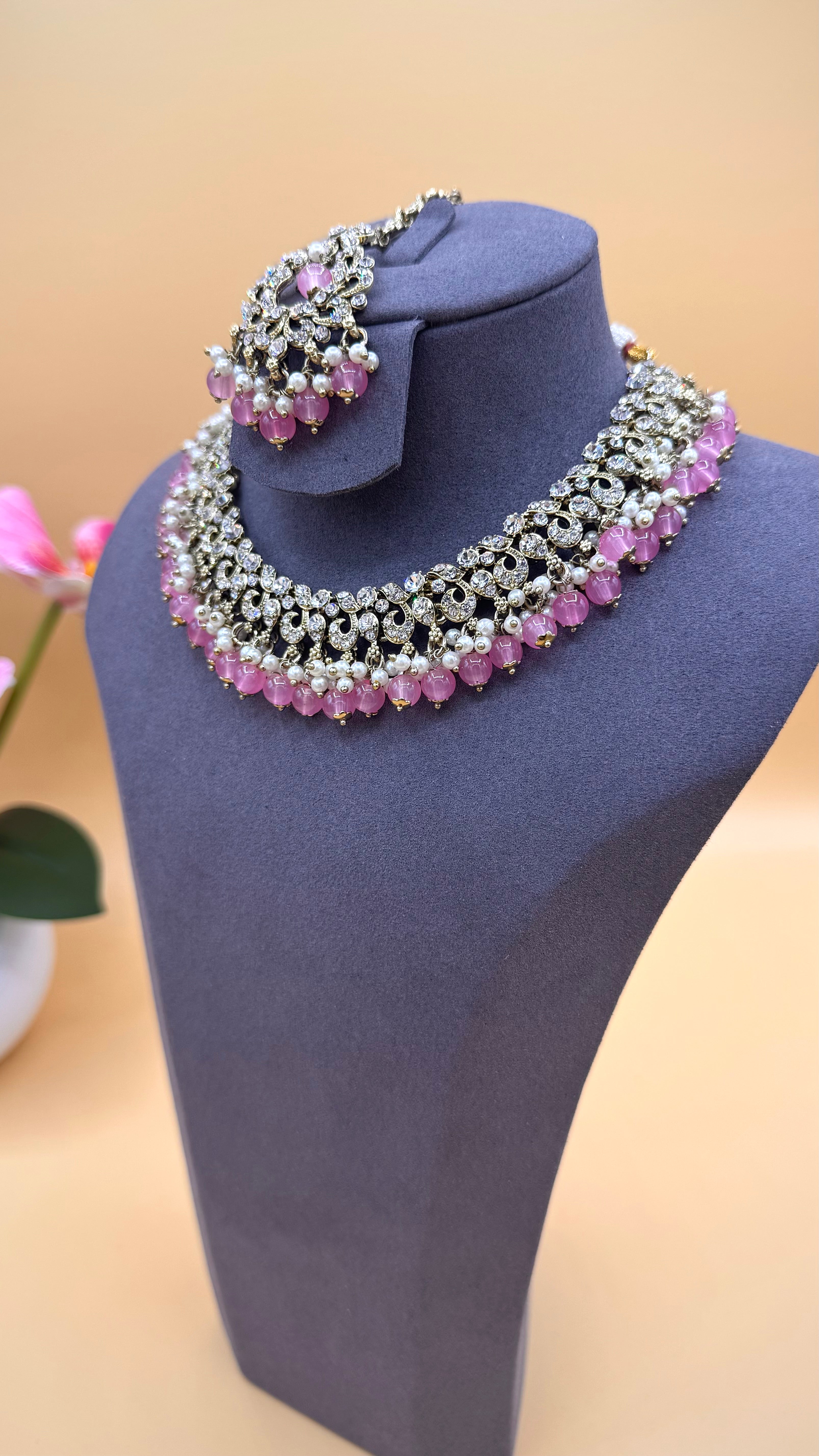 Rose Crystal Necklace Set