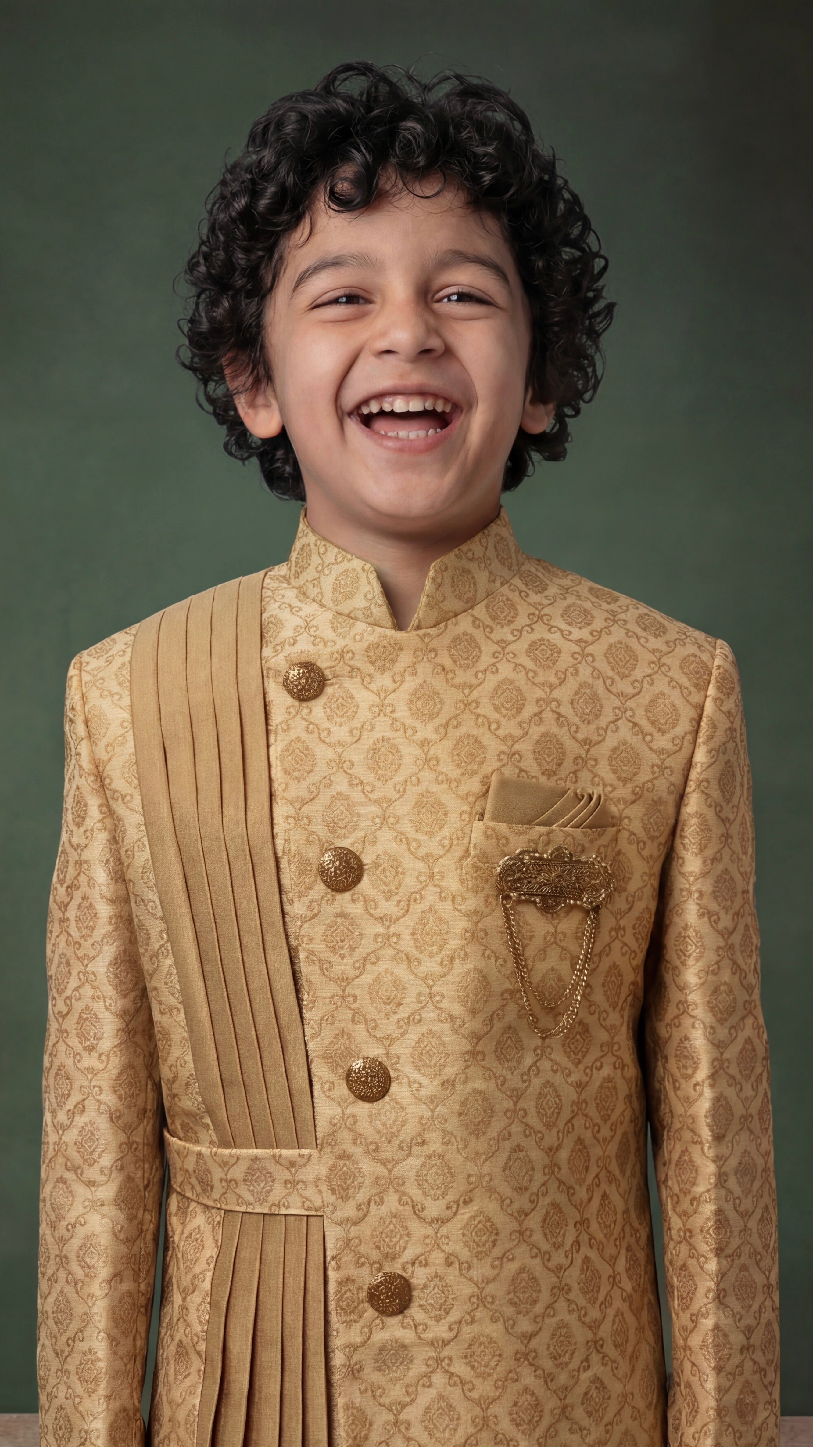 Golden Prince Sherwani Set for boys