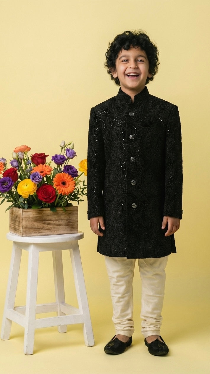 Noir Sherwani Set voor jongens