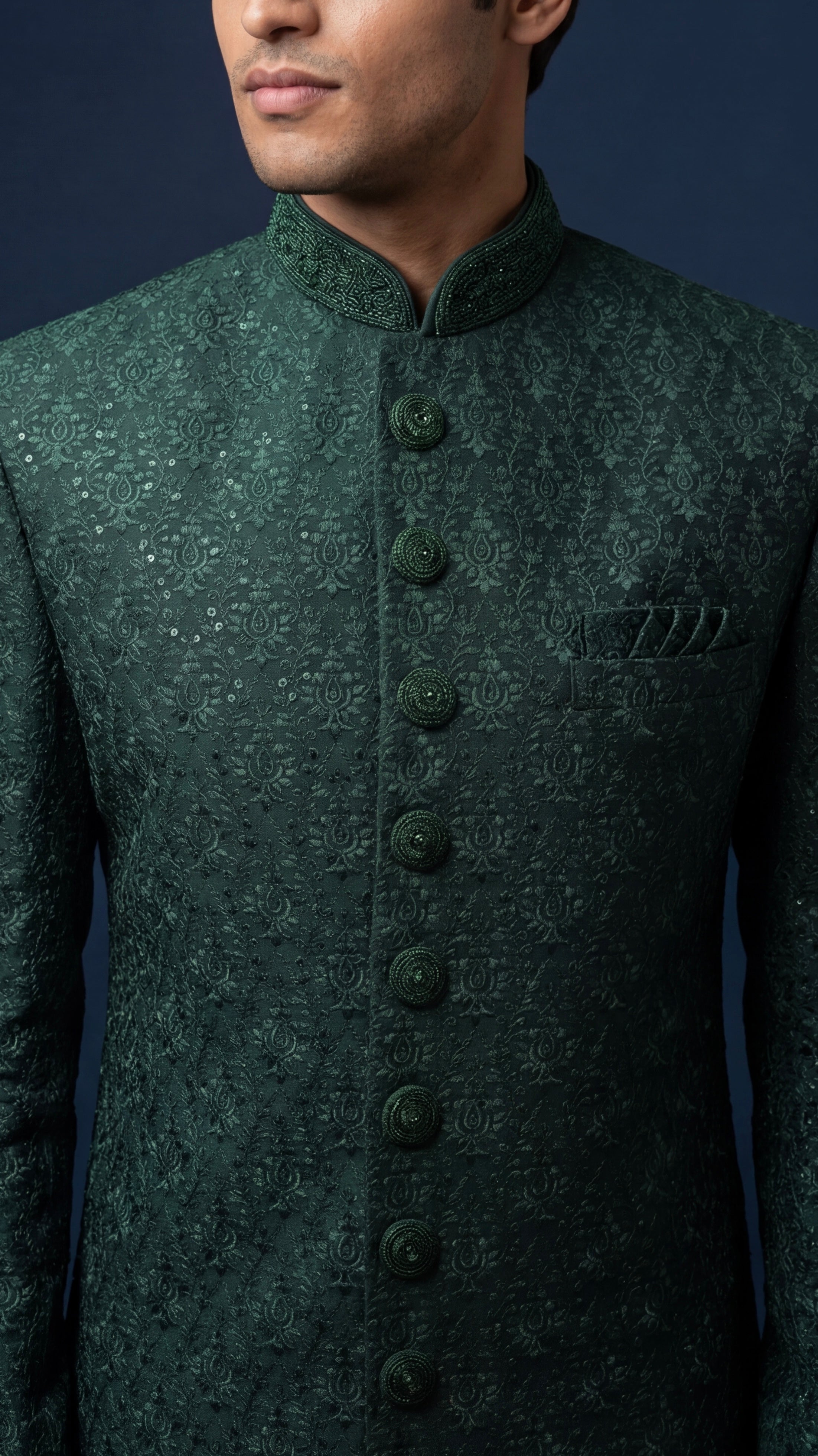 Forest Green Sherwani Set voor heren