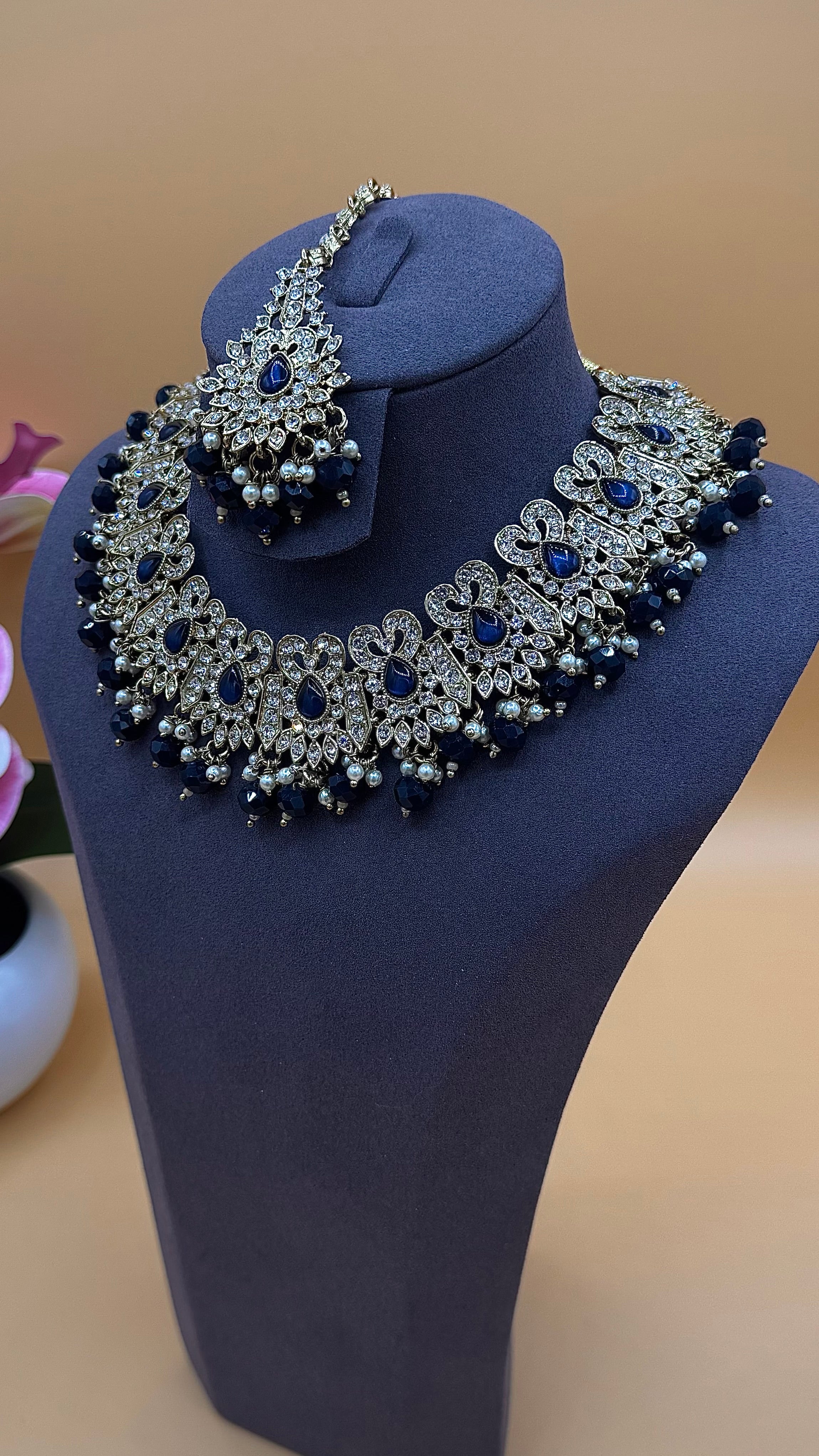 Meher Necklace Set – Midnight Blue