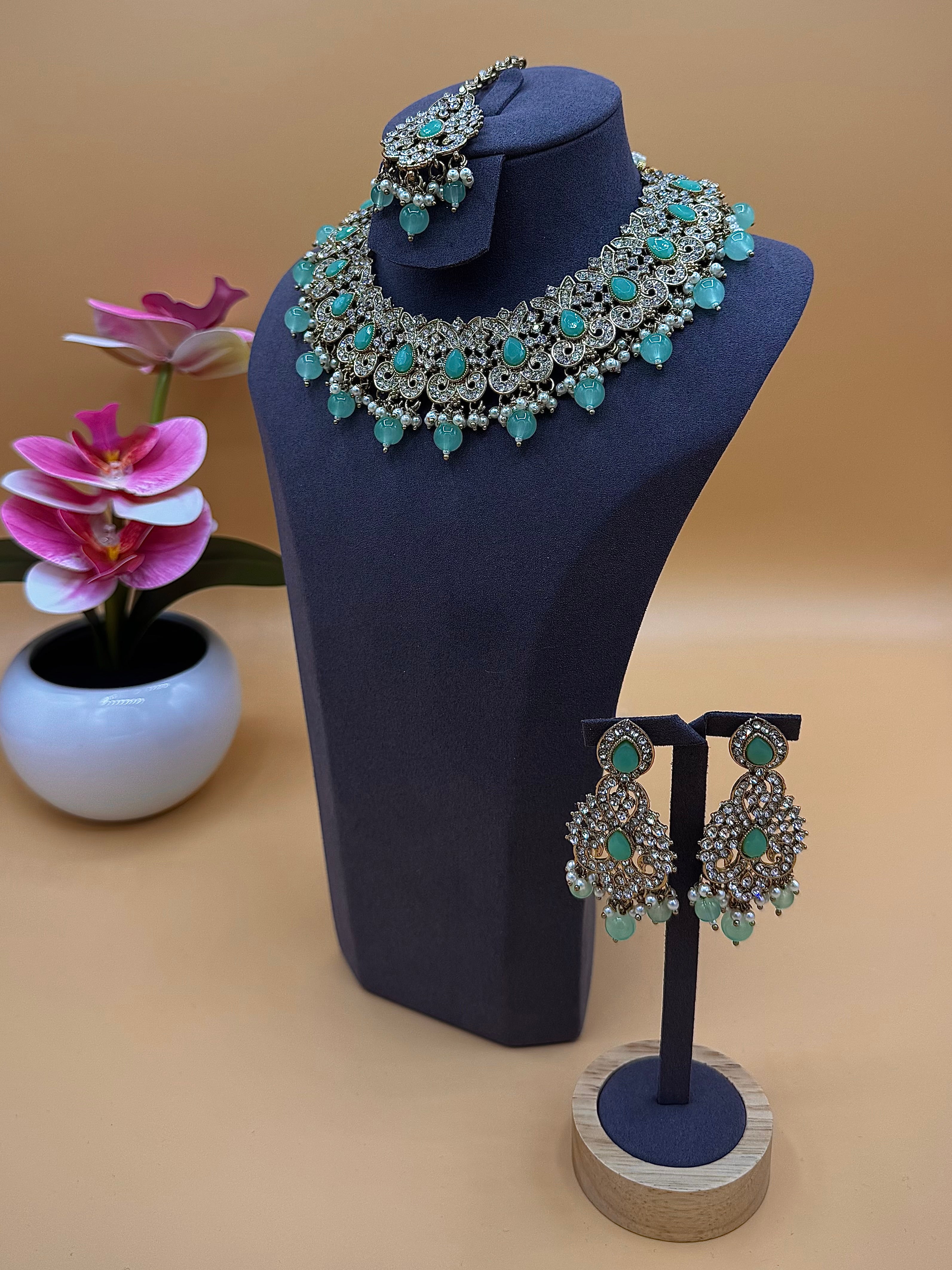 Elina Necklace Set – Aqua Blue