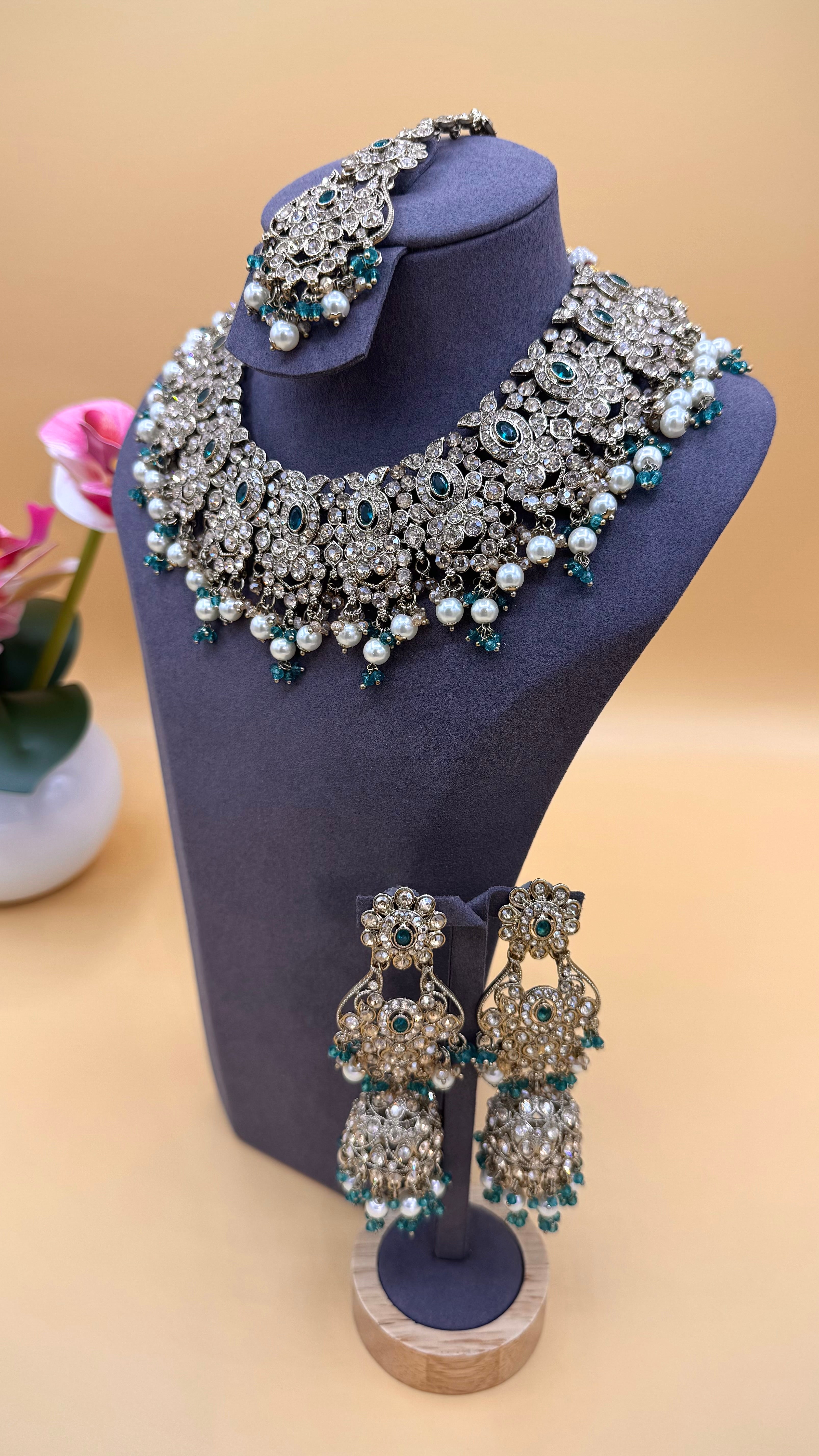Teal Jahanara Necklace Set