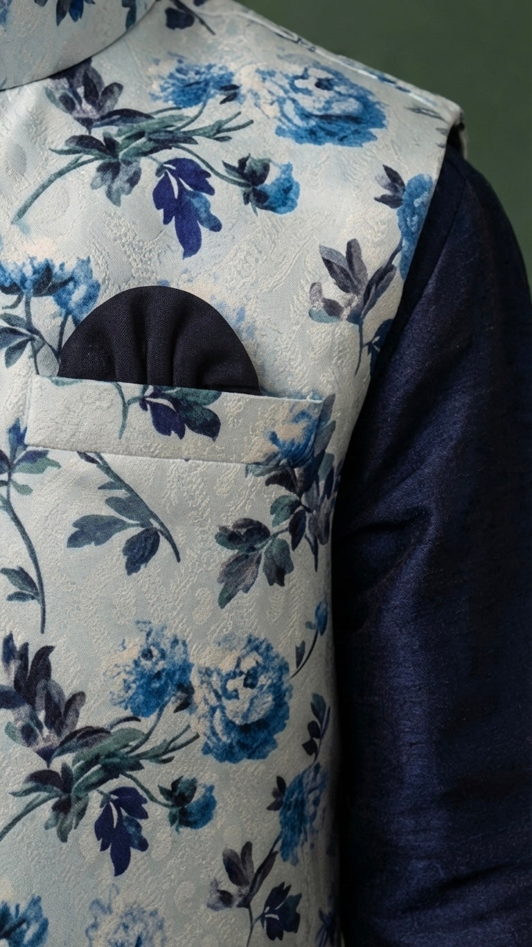 Classic Navy Bloom Kurta Set