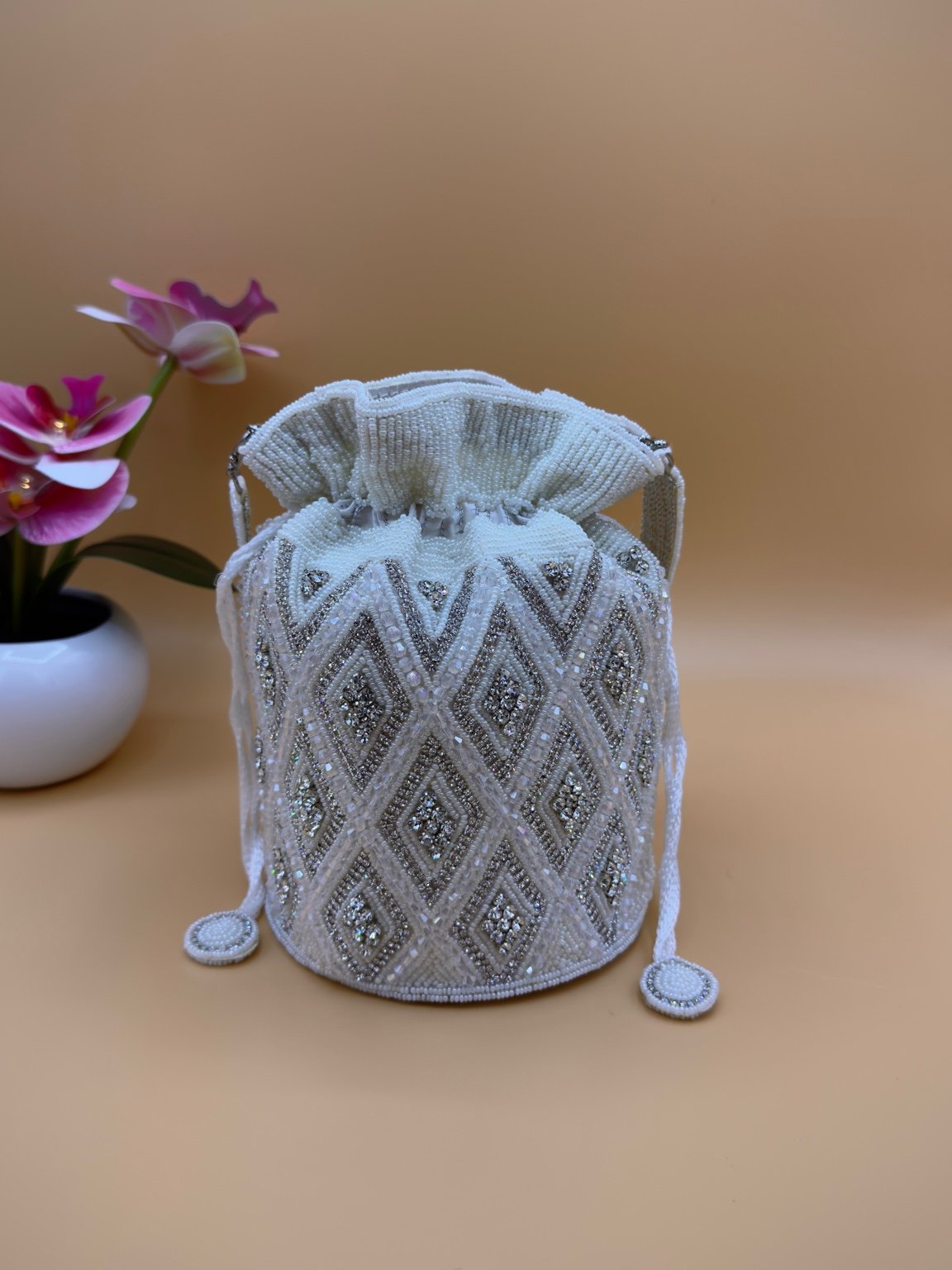 Diamanten & kralen potli tas