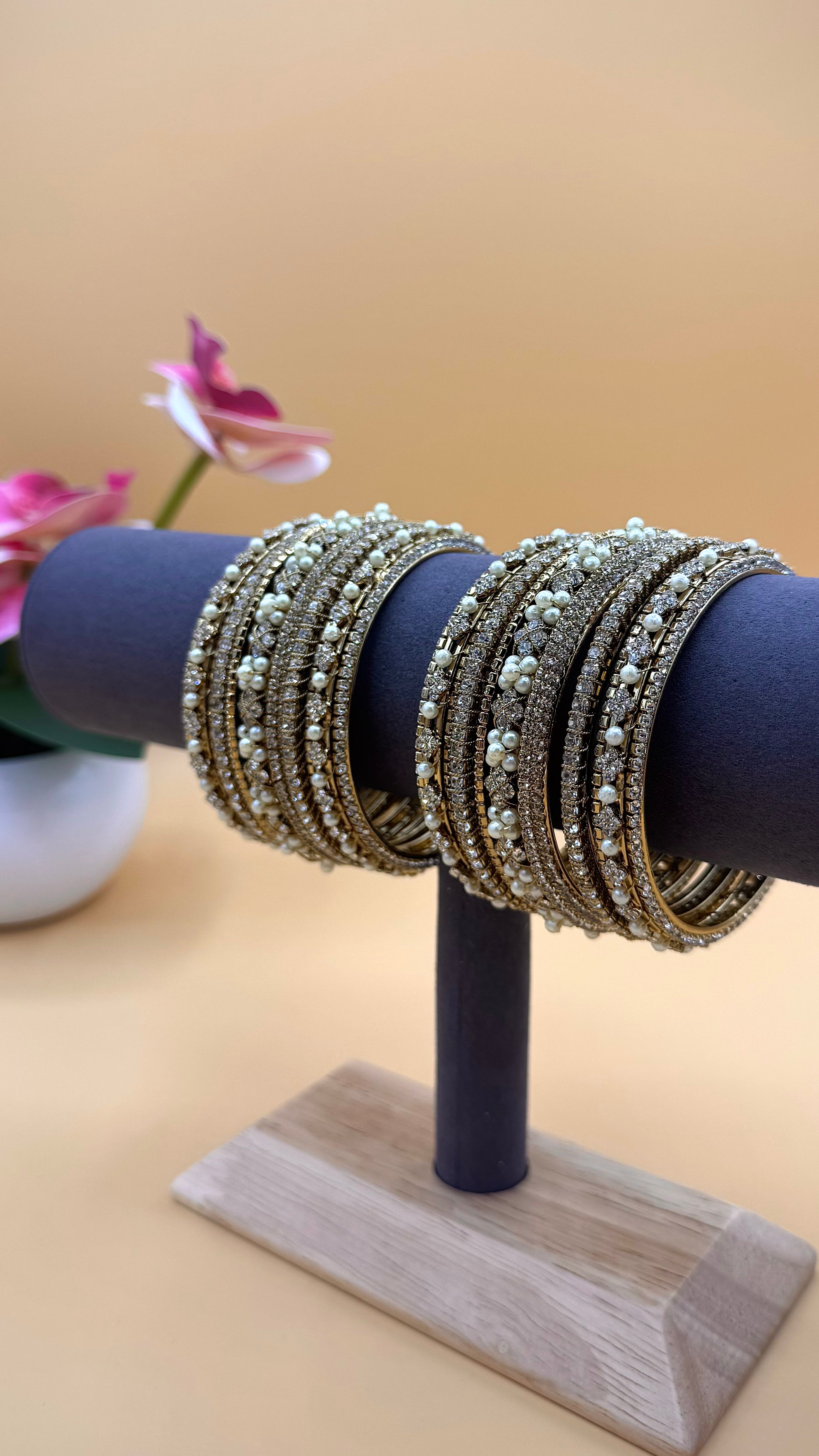Pearl Grace Bangles – Gold