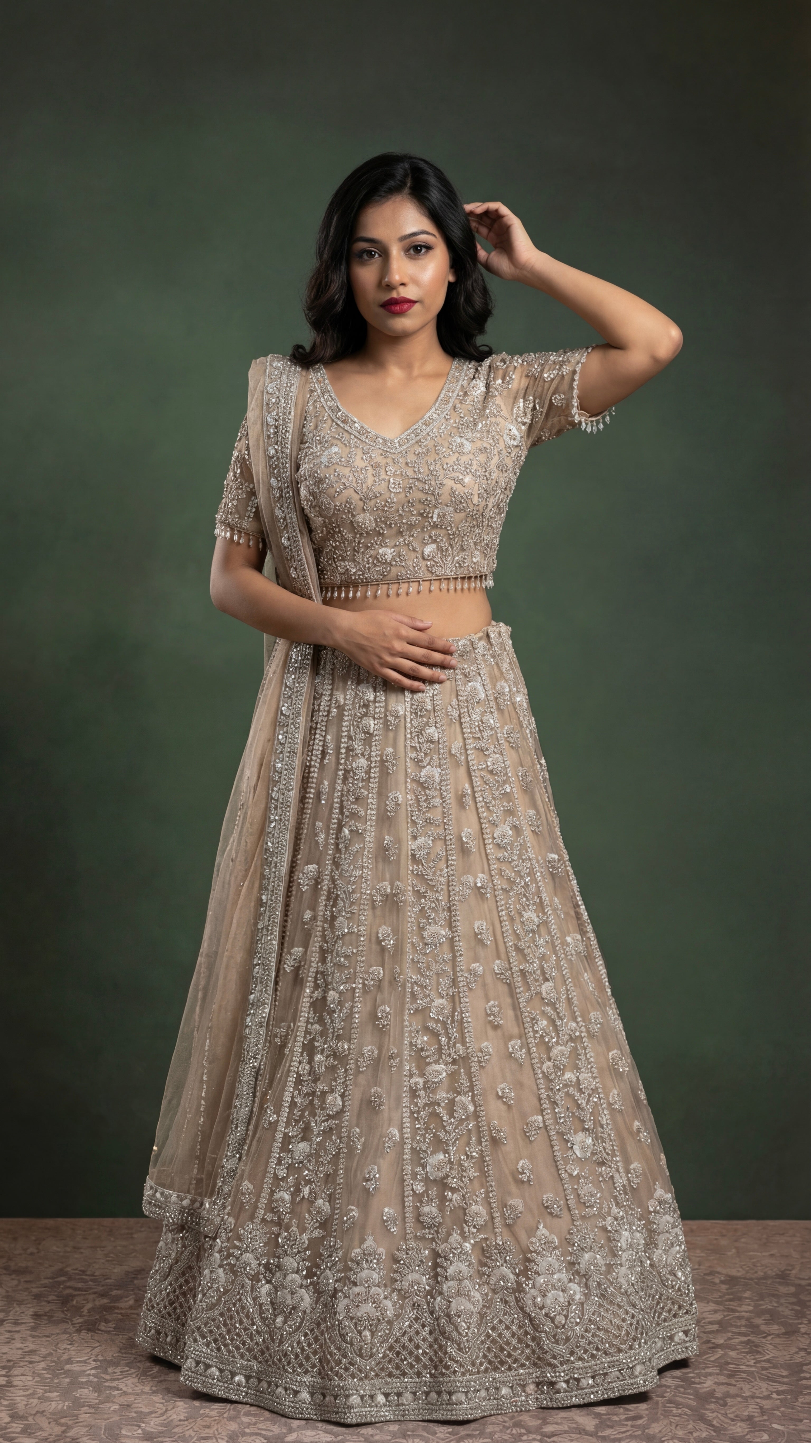 Champagne Bloom Lehenga Set