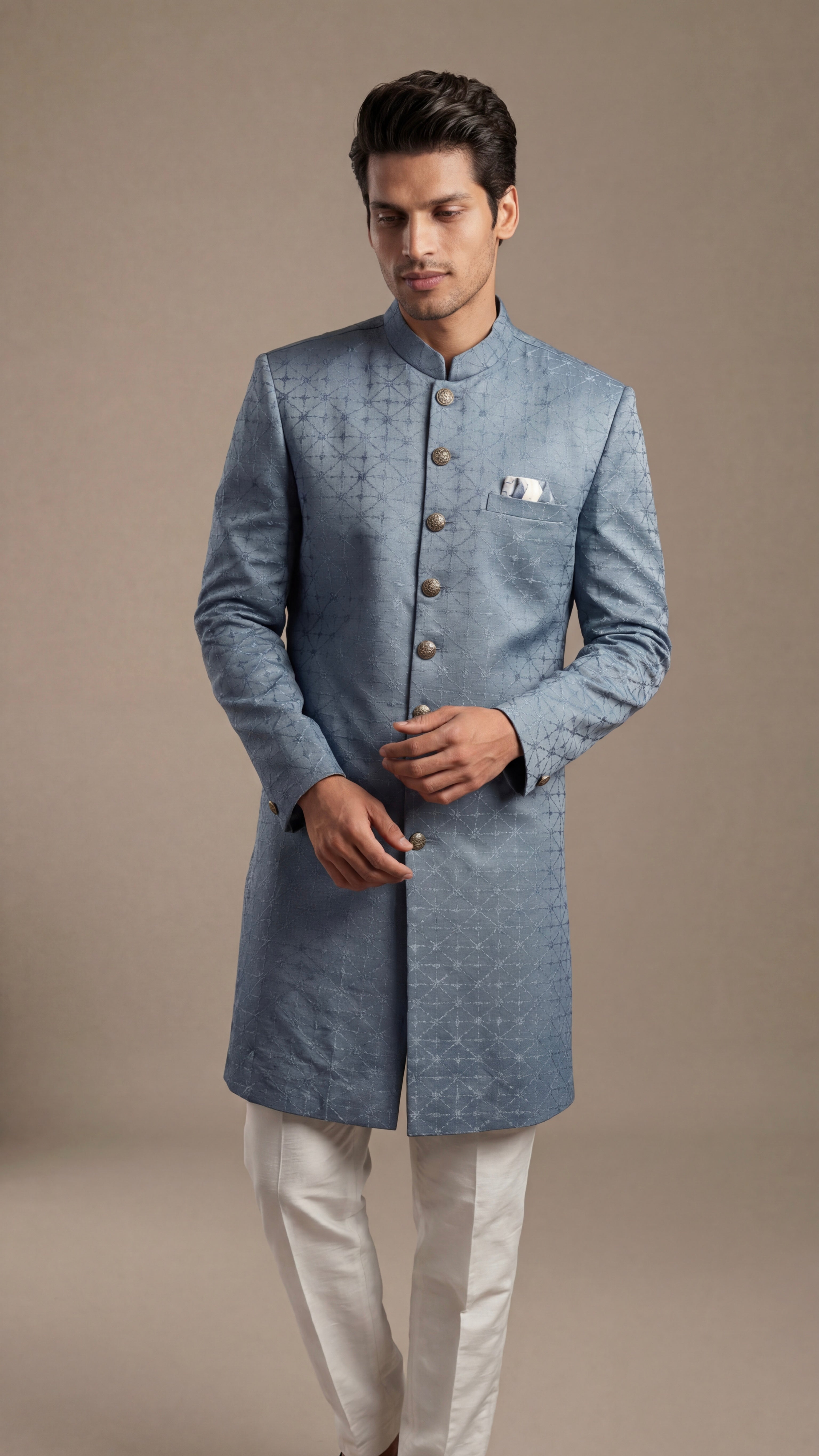 Steel Blue Regal Sherwani Set