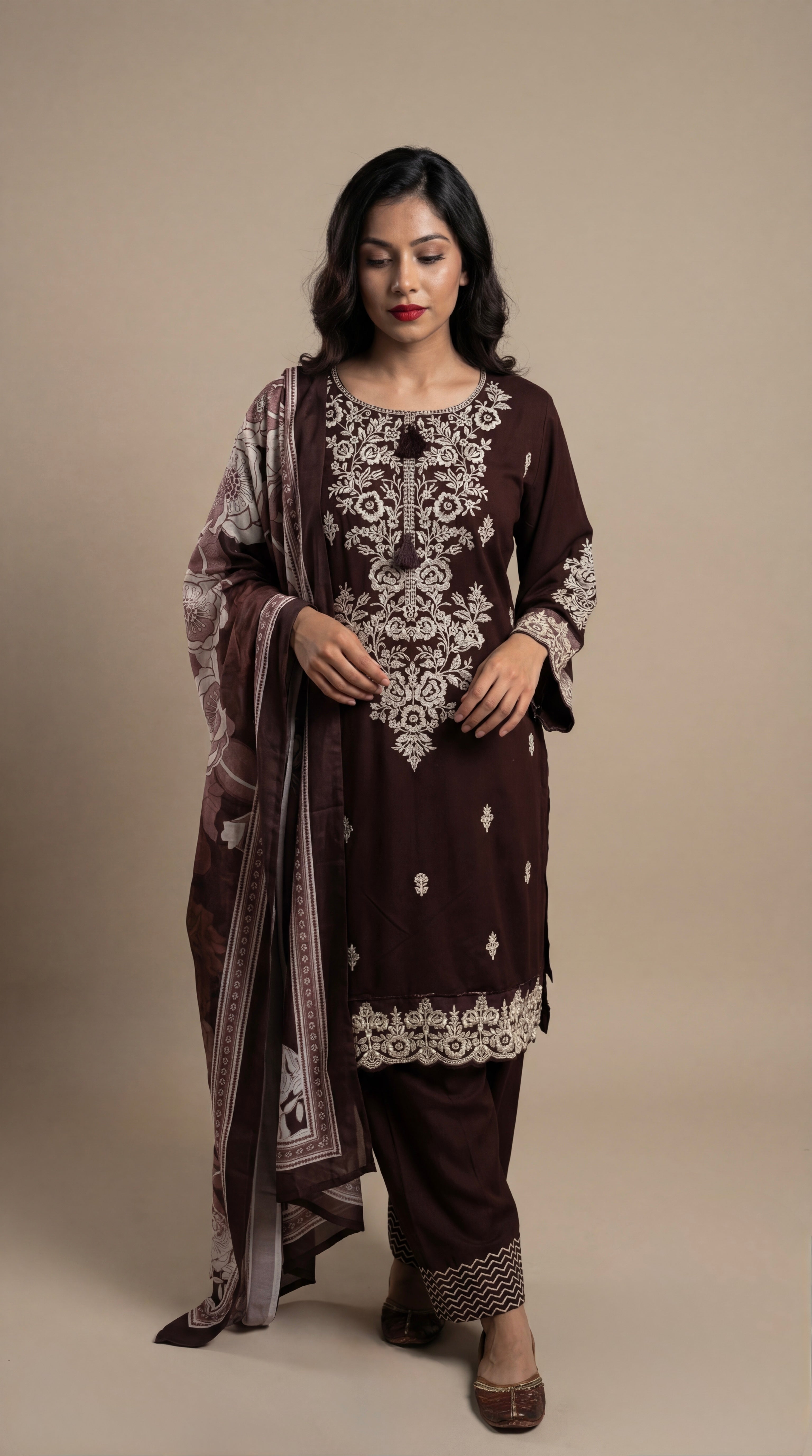 Mehroon Straight Suit