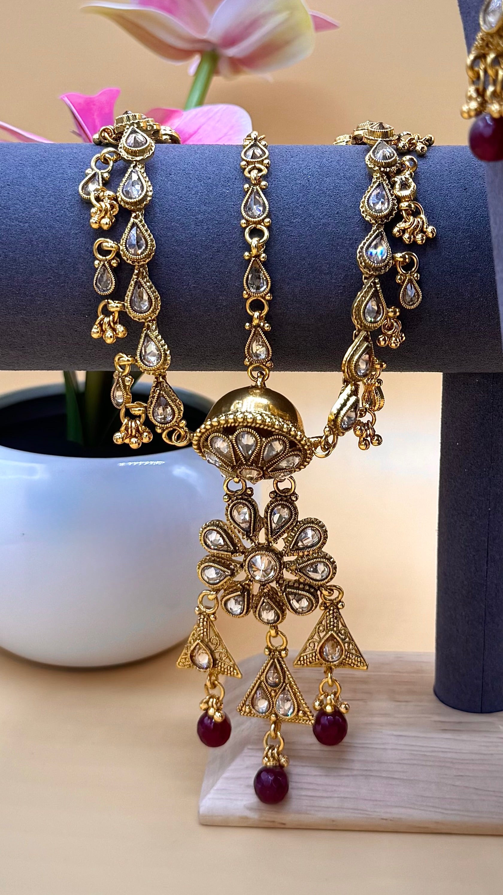 Zarina Bridal Choker Set - Ruby Gold