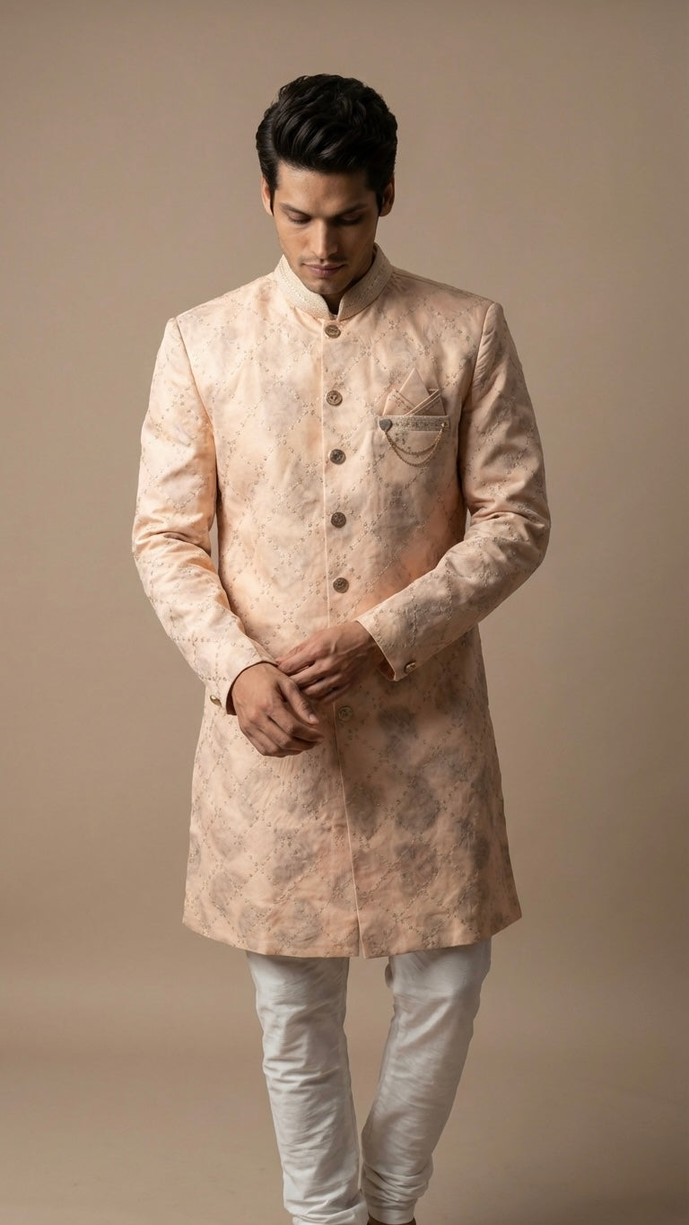 Champagne Gold Heritage Sherwani Set