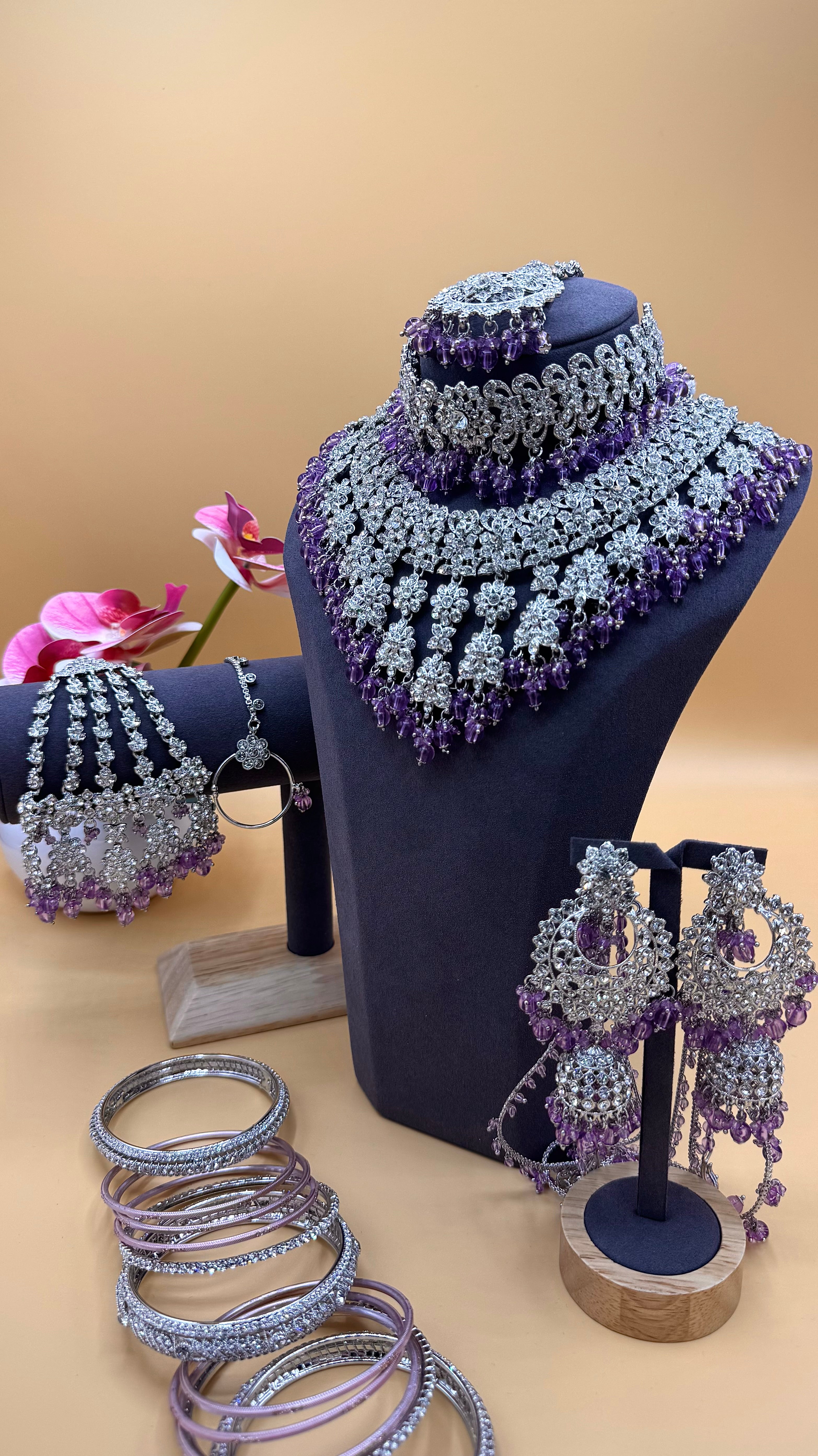 Imperial Amethyst Bridal Choker Set