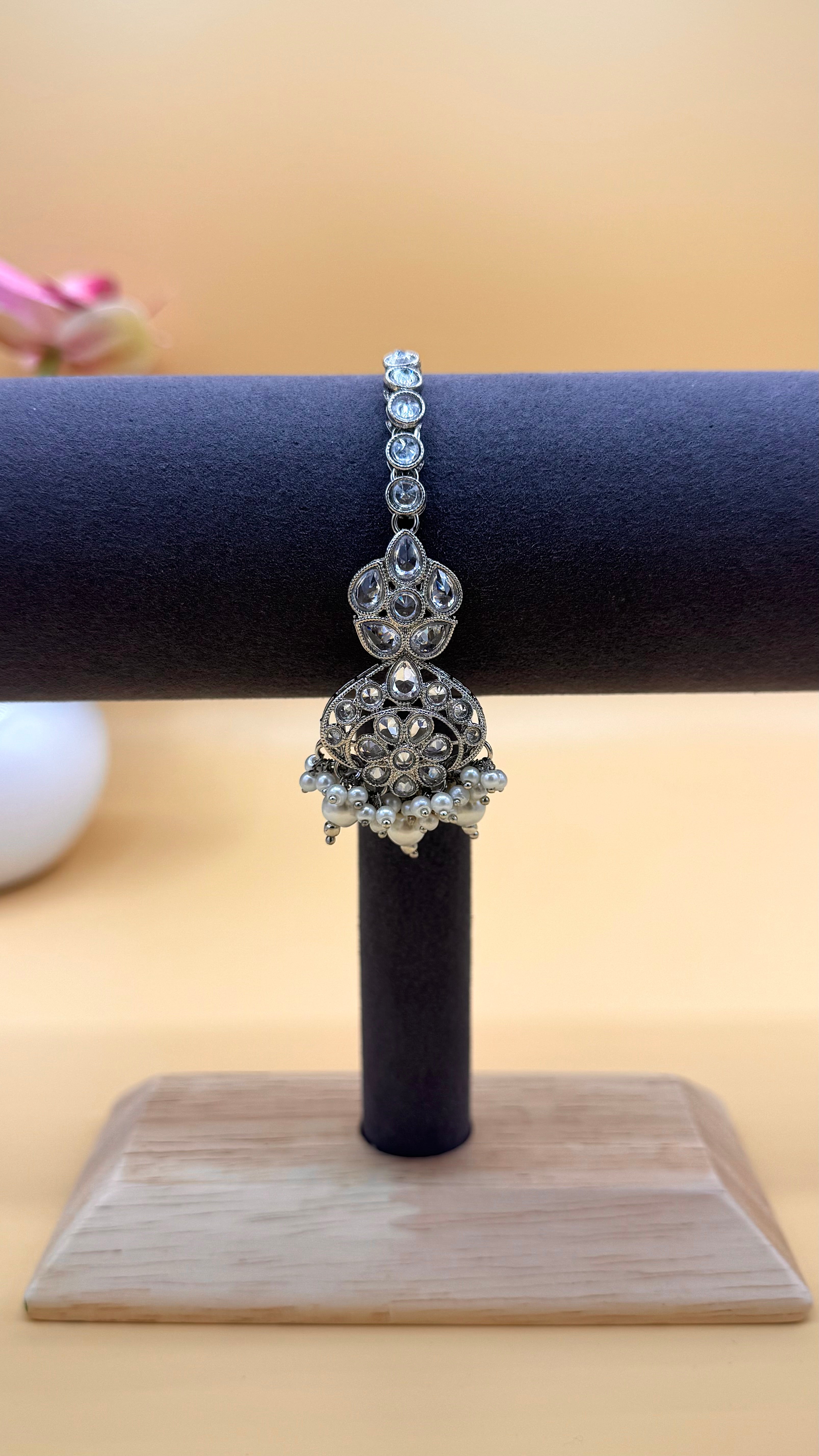 Crystal Silver Earrings & Bindi Set