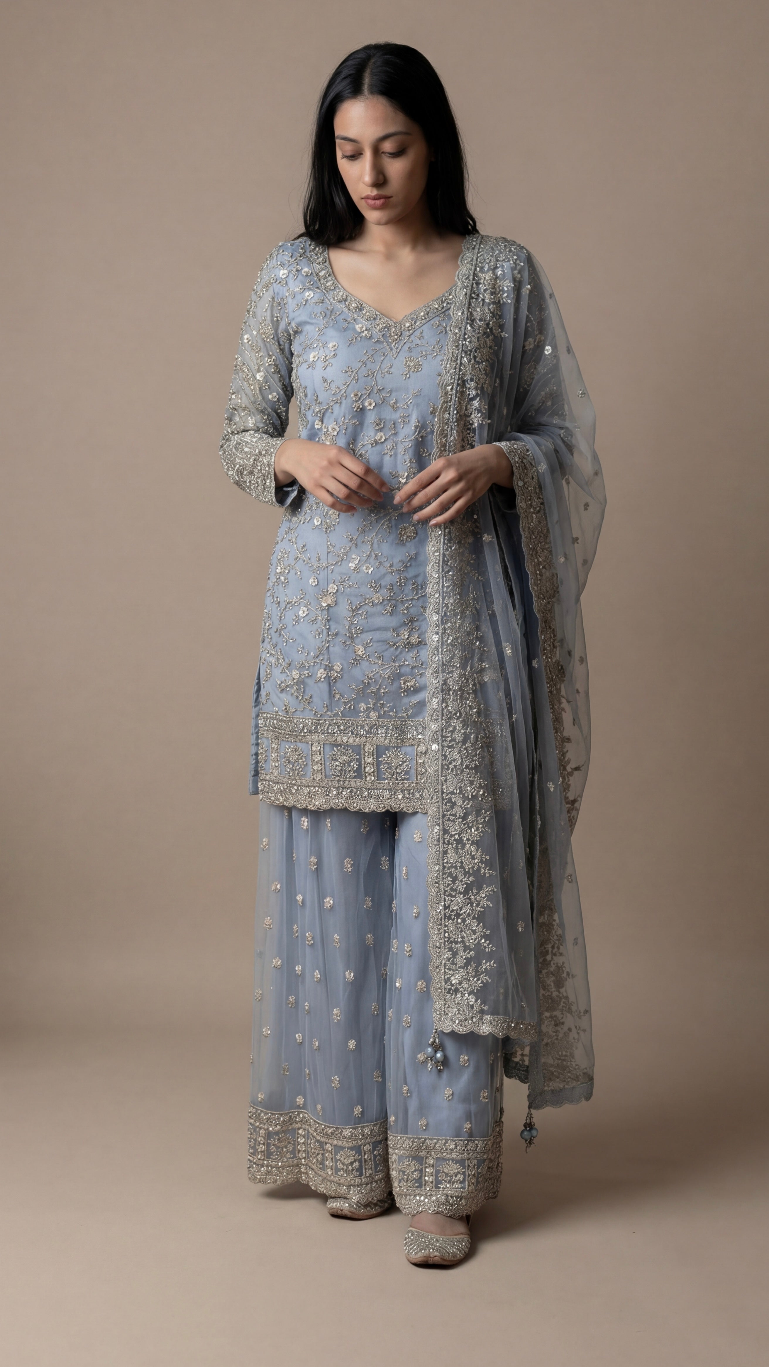 Poederblauwe Noorika Sharara set