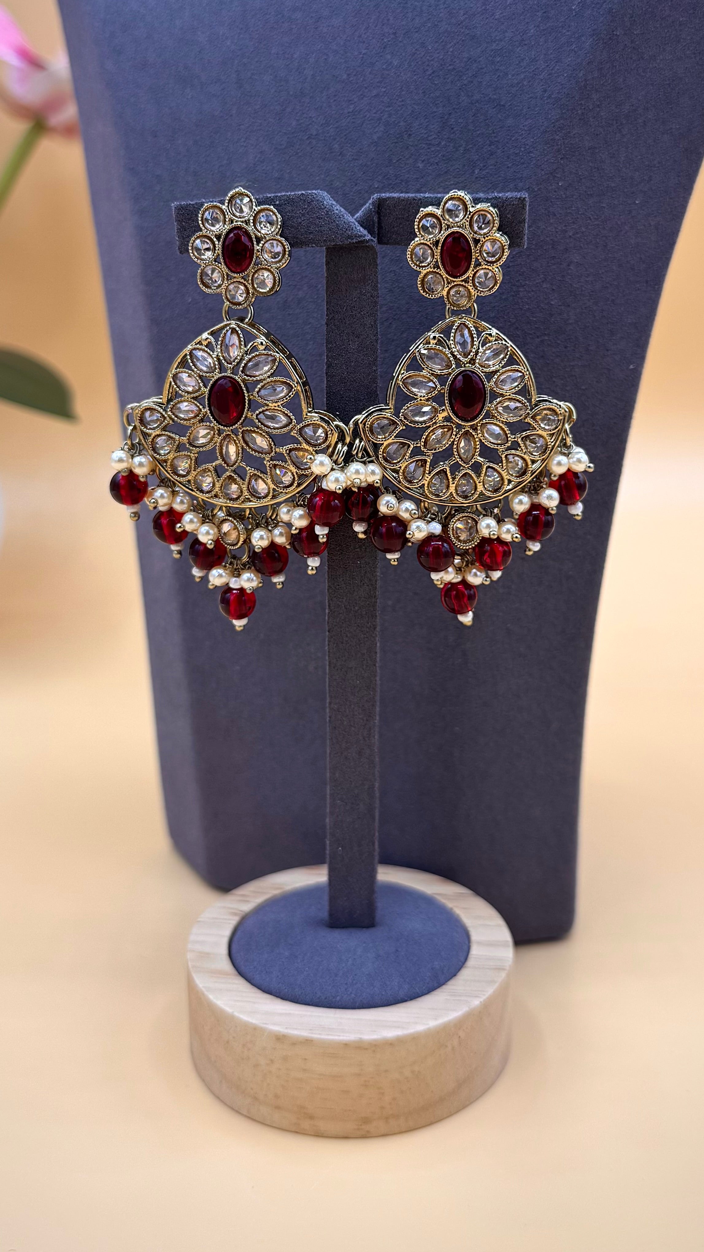 Ruby Pearl Necklace Set