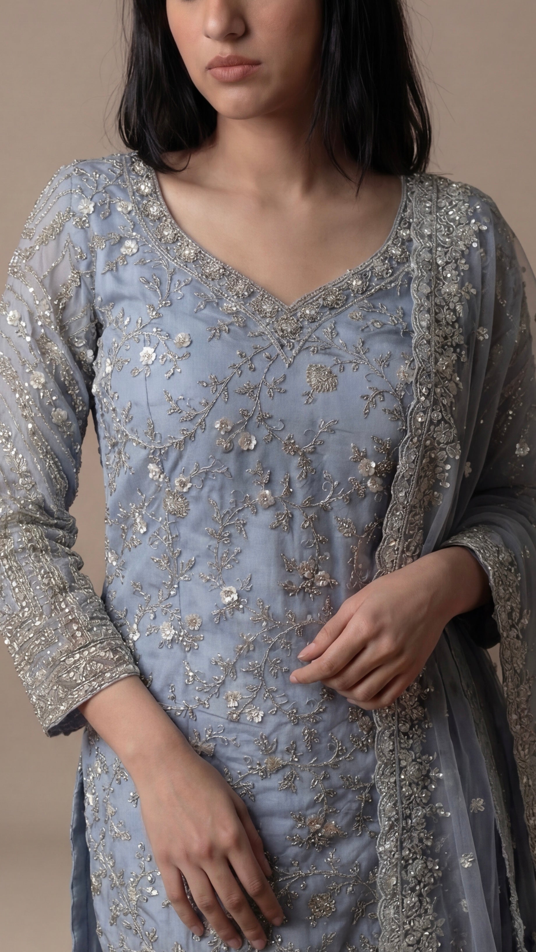 Poederblauwe Noorika Sharara set