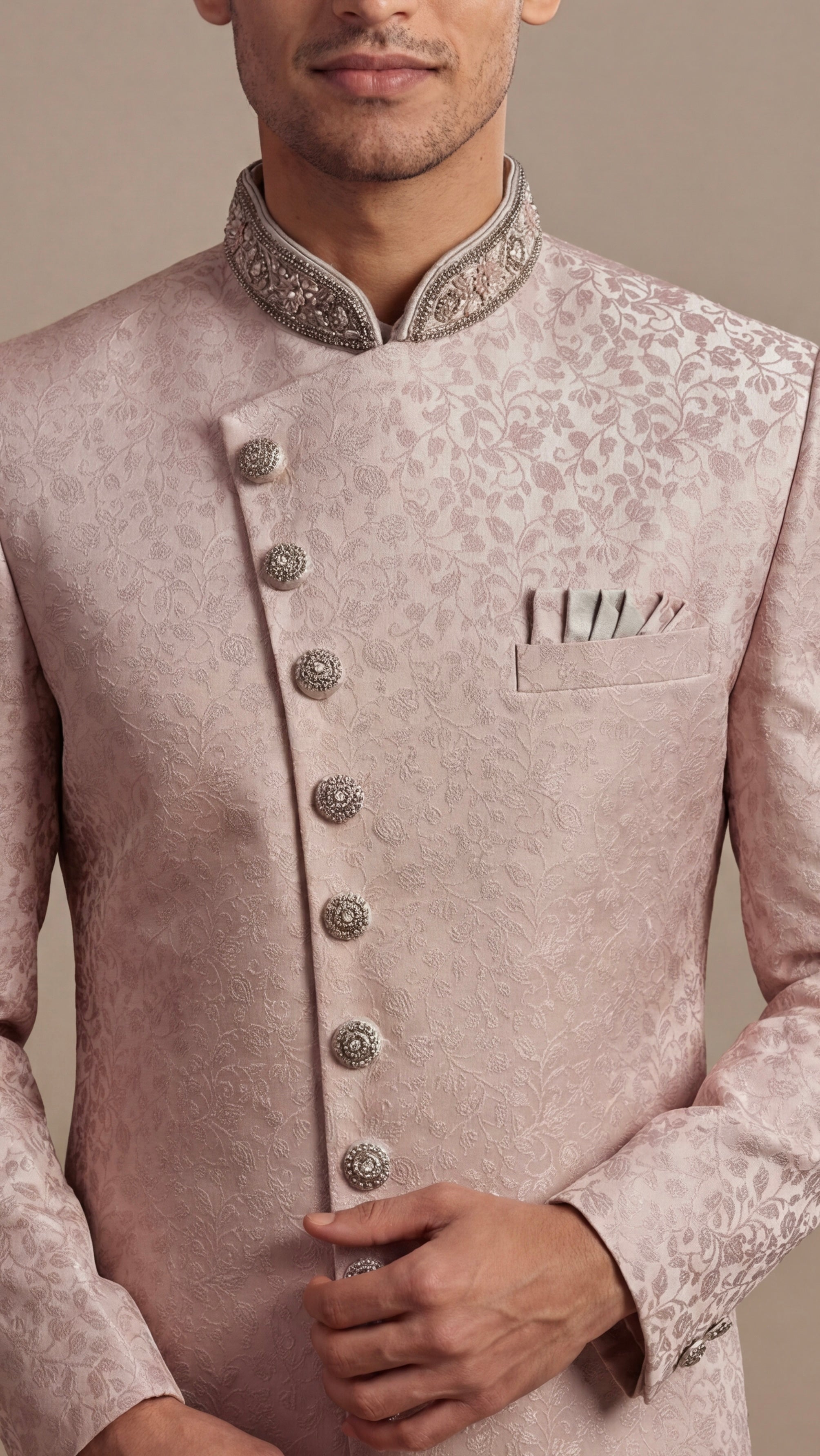 Pearl Grey Imperial Sherwani Set