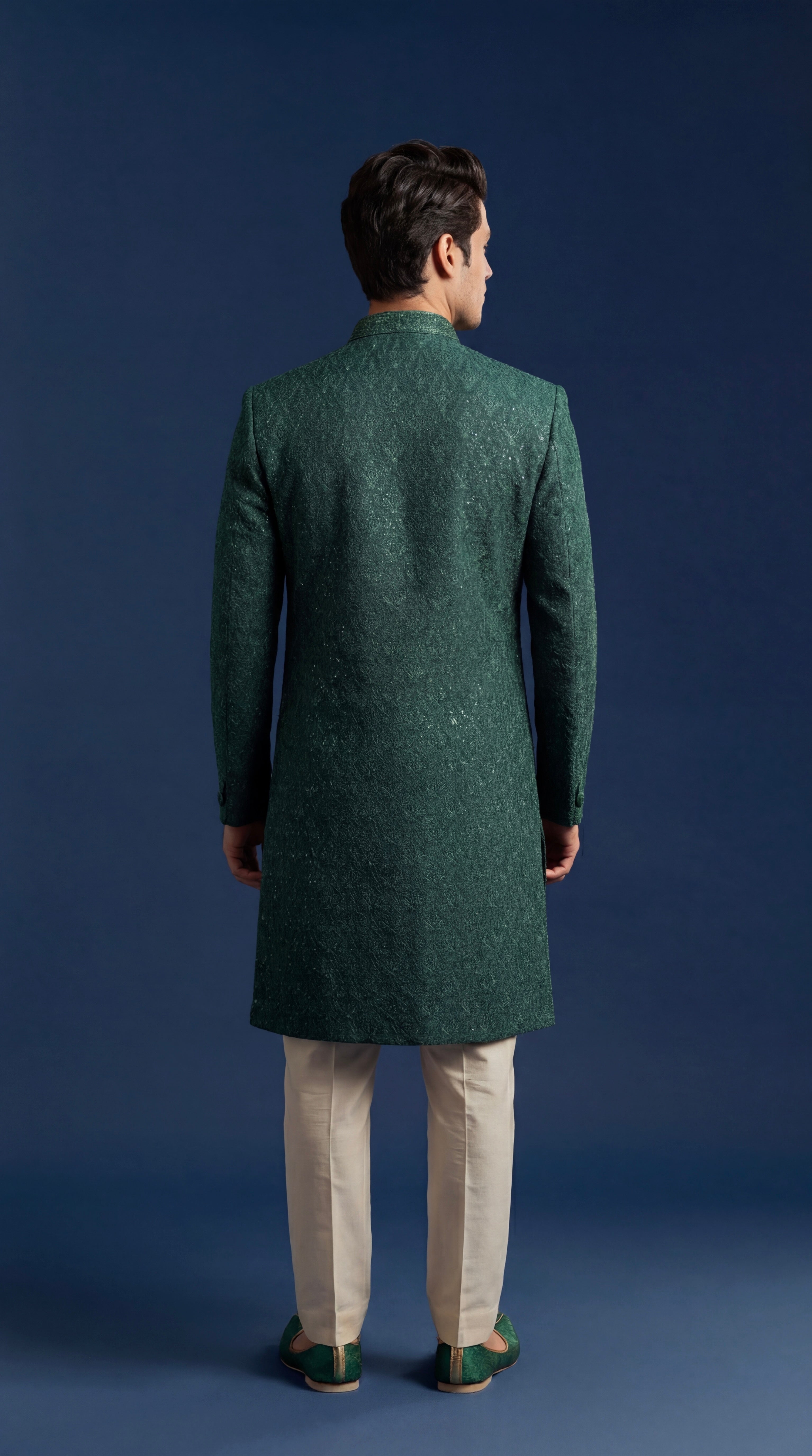 Forest Green Sherwani Set voor heren